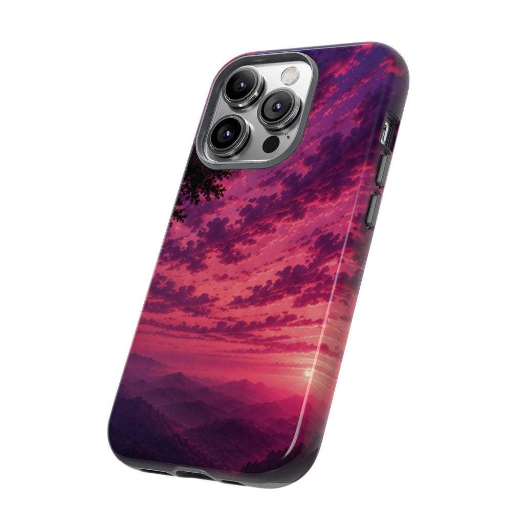 Sunset Mountain Phone Case — Purple Pink Scenic Tough Case