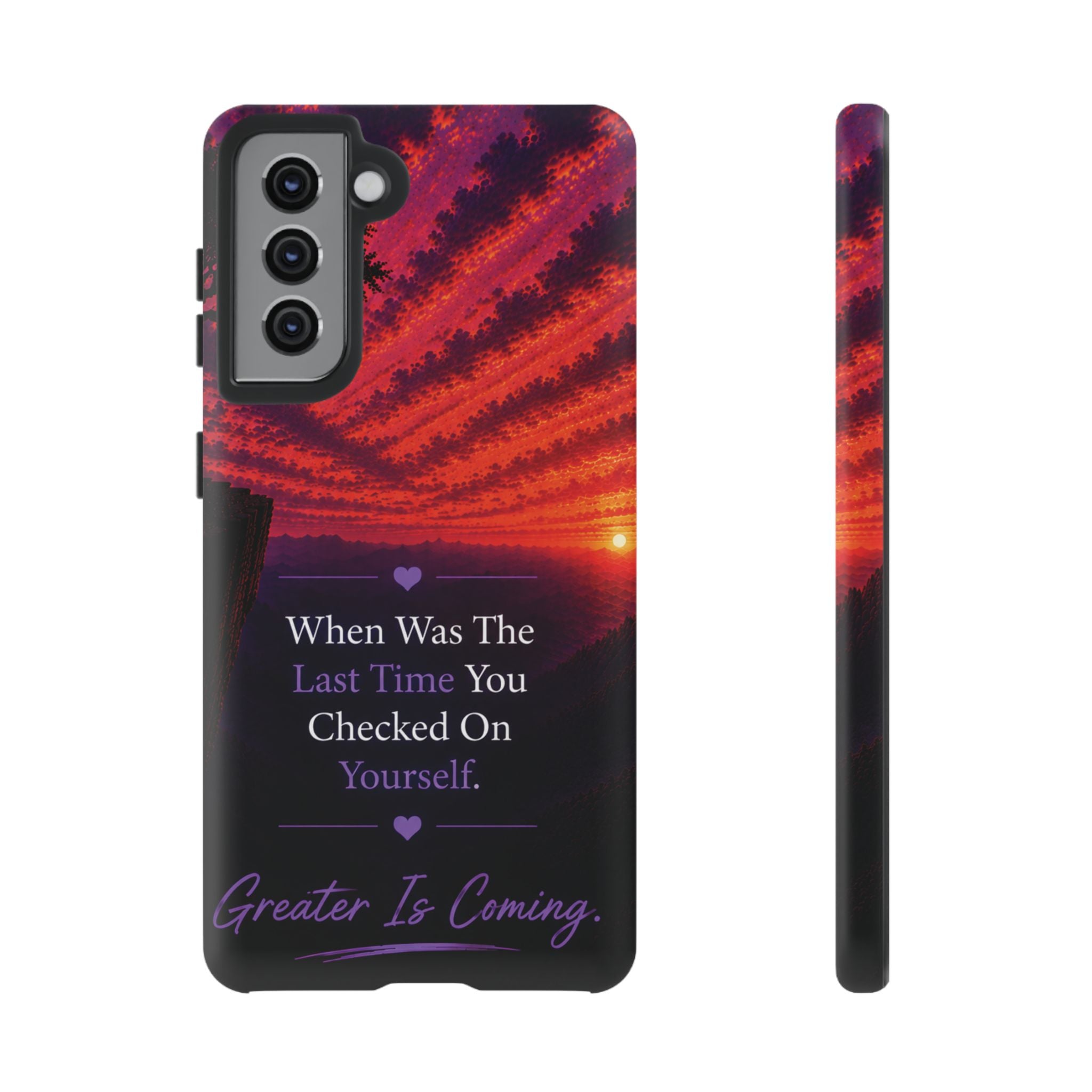 Inspirational Phone Case - "When Was The Last Time You Checked On Yourself?" Sunset Self-Care Quote
