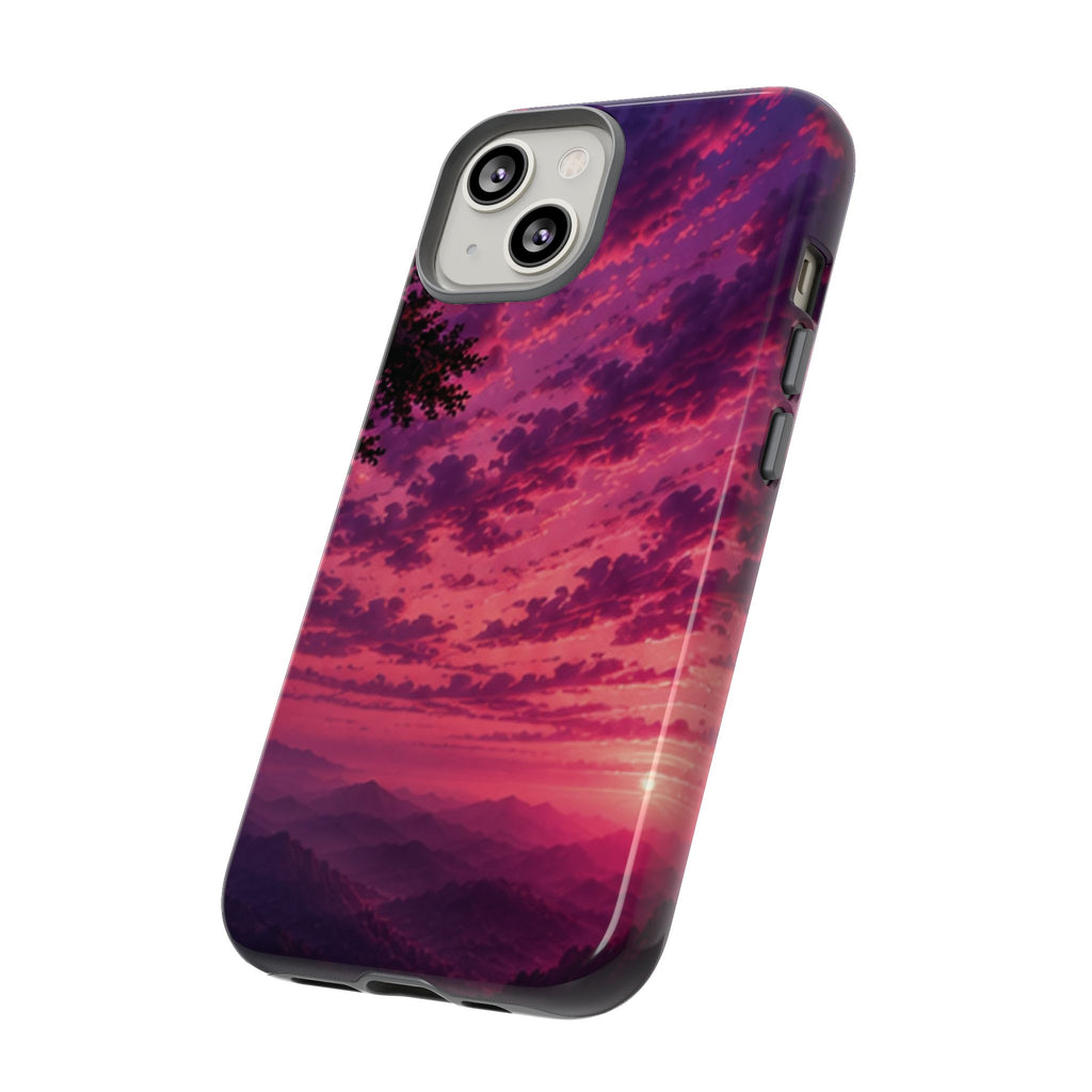 Sunset Mountain Phone Case — Purple Pink Scenic Tough Case
