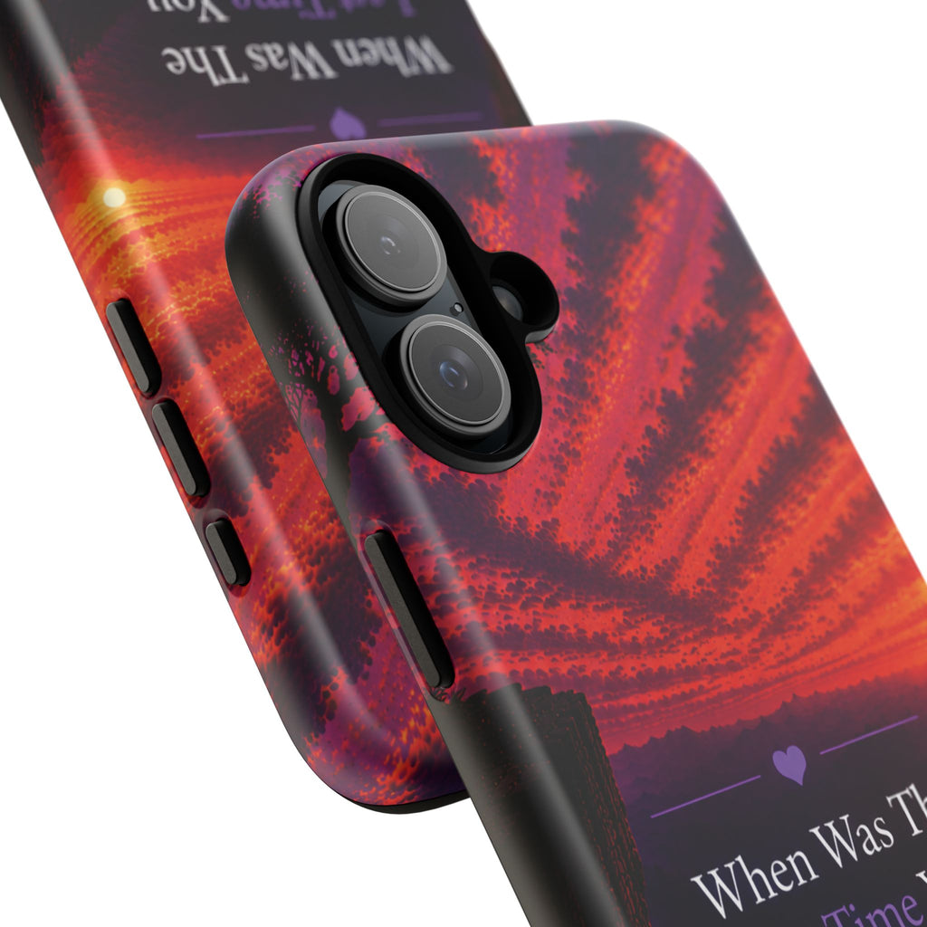 Inspirational Phone Case - "When Was The Last Time You Checked On Yourself?" Sunset Self-Care Quote