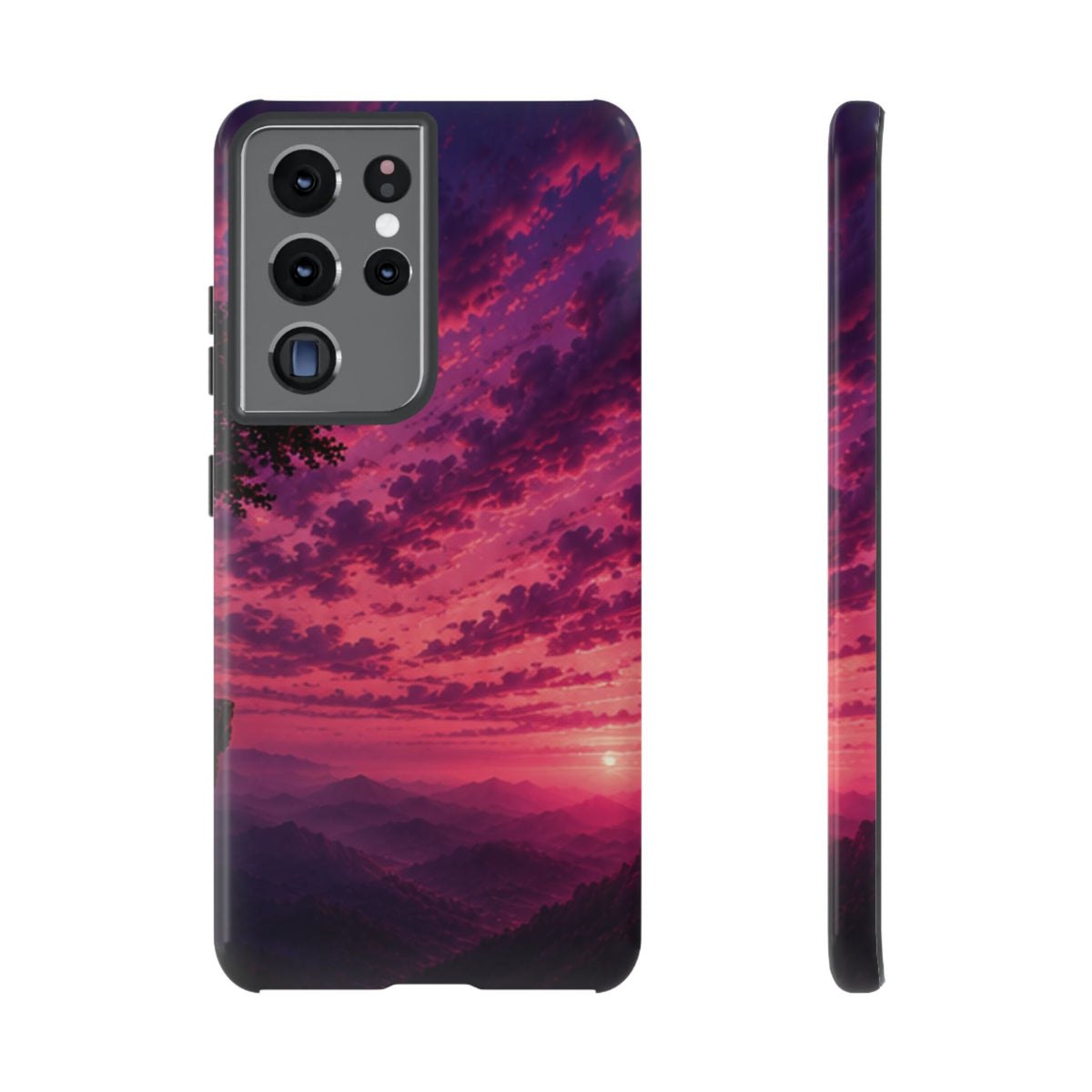 Sunset Mountain Phone Case — Purple Pink Scenic Tough Case