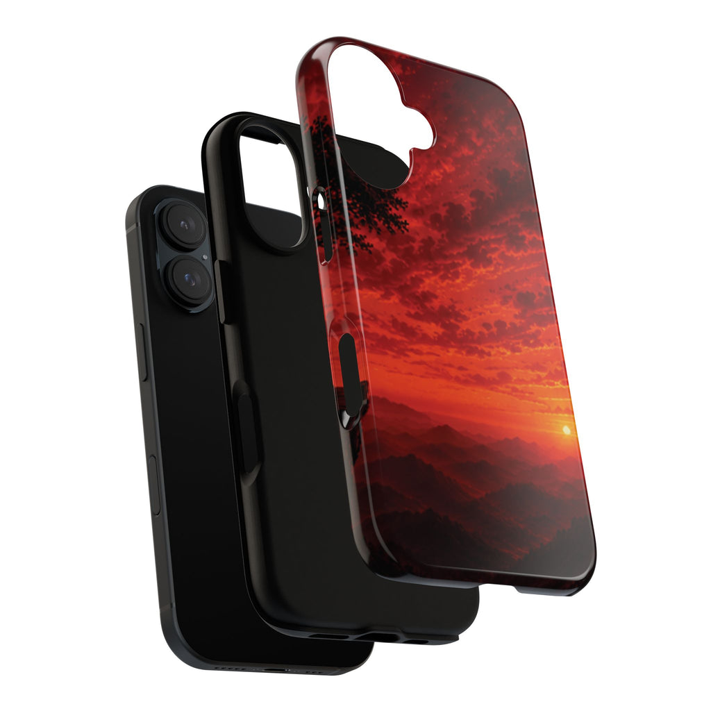 Sunset Mountain Tough Phone Case — Red Horizon Landscape Protective Case