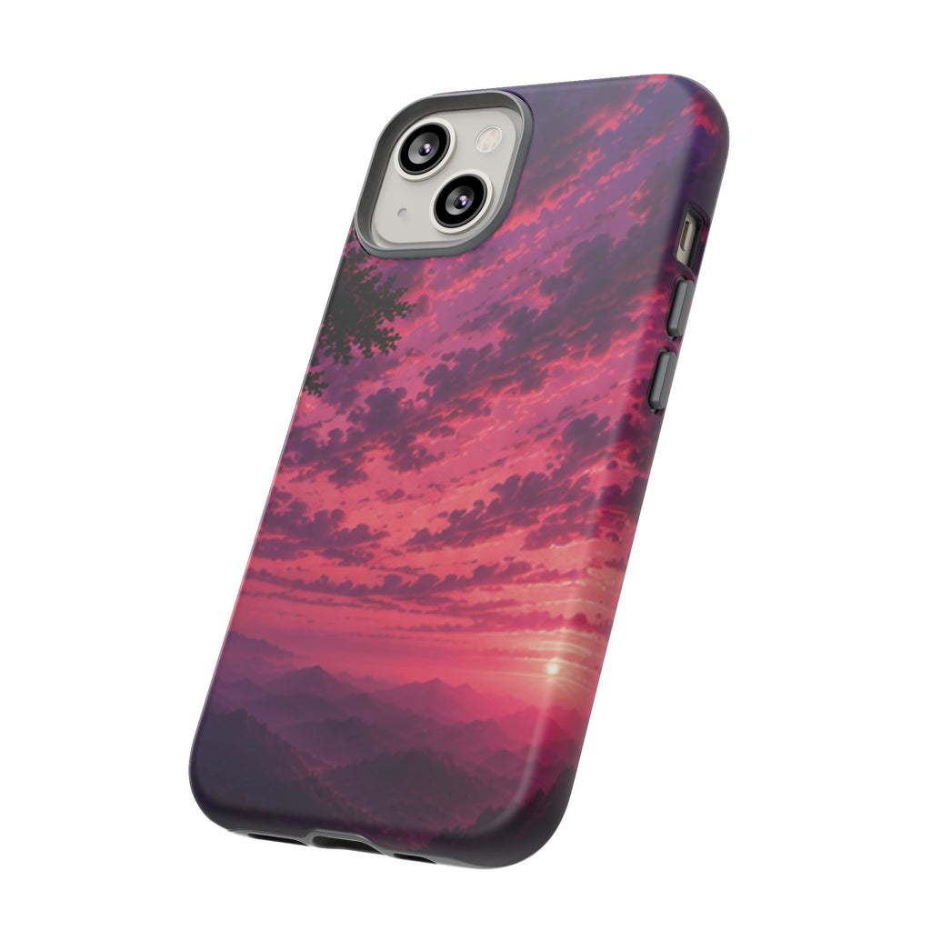 Sunset Mountain Phone Case — Purple Pink Scenic Tough Case