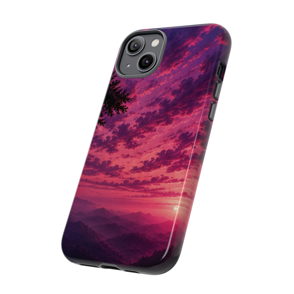 Sunset Mountain Phone Case — Purple Pink Scenic Tough Case