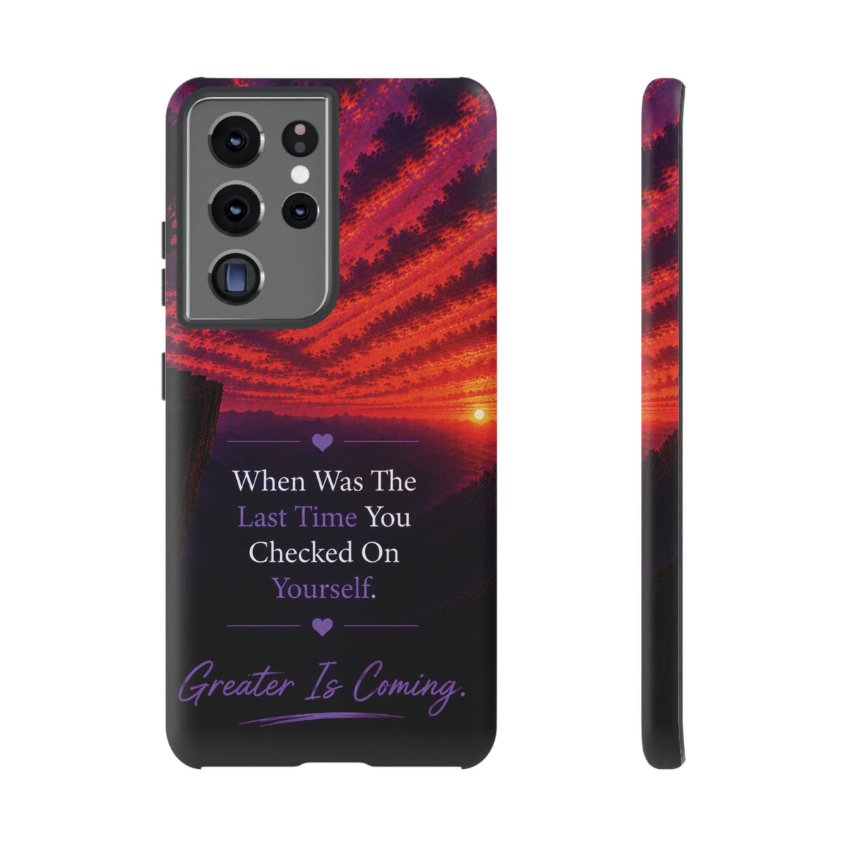 Inspirational Phone Case - "When Was The Last Time You Checked On Yourself?" Sunset Self-Care Quote