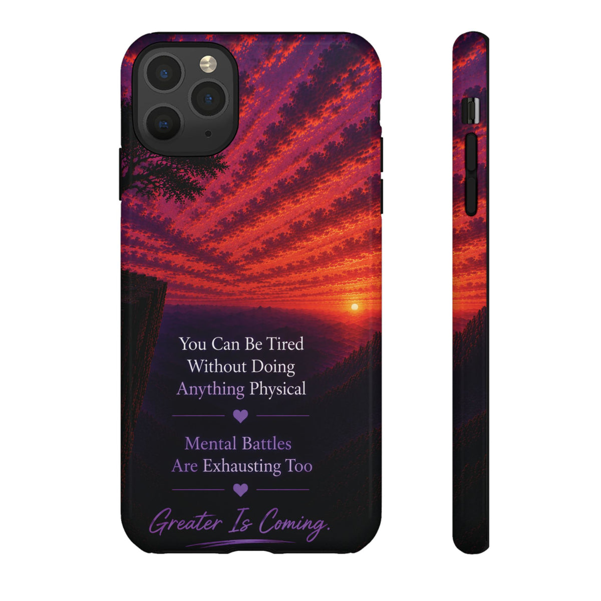 Phone Case — "Greater Is Coming" Inspirational Sunset Design