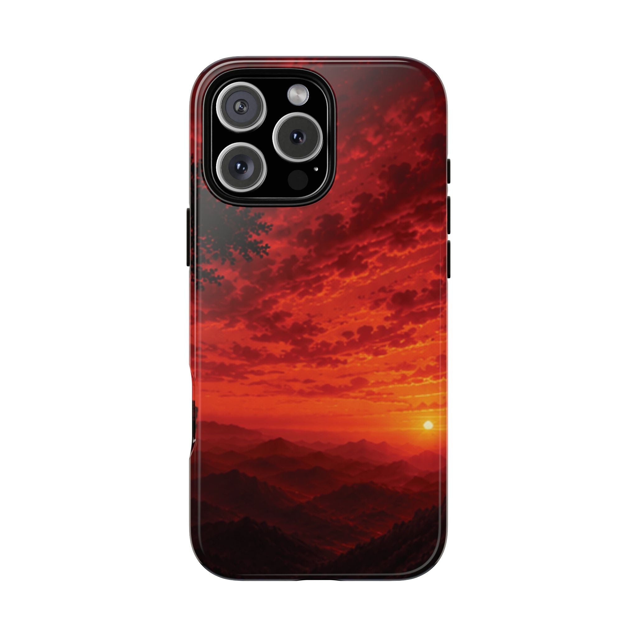 Sunset Mountain Tough Phone Case — Red Horizon Landscape Protective Case