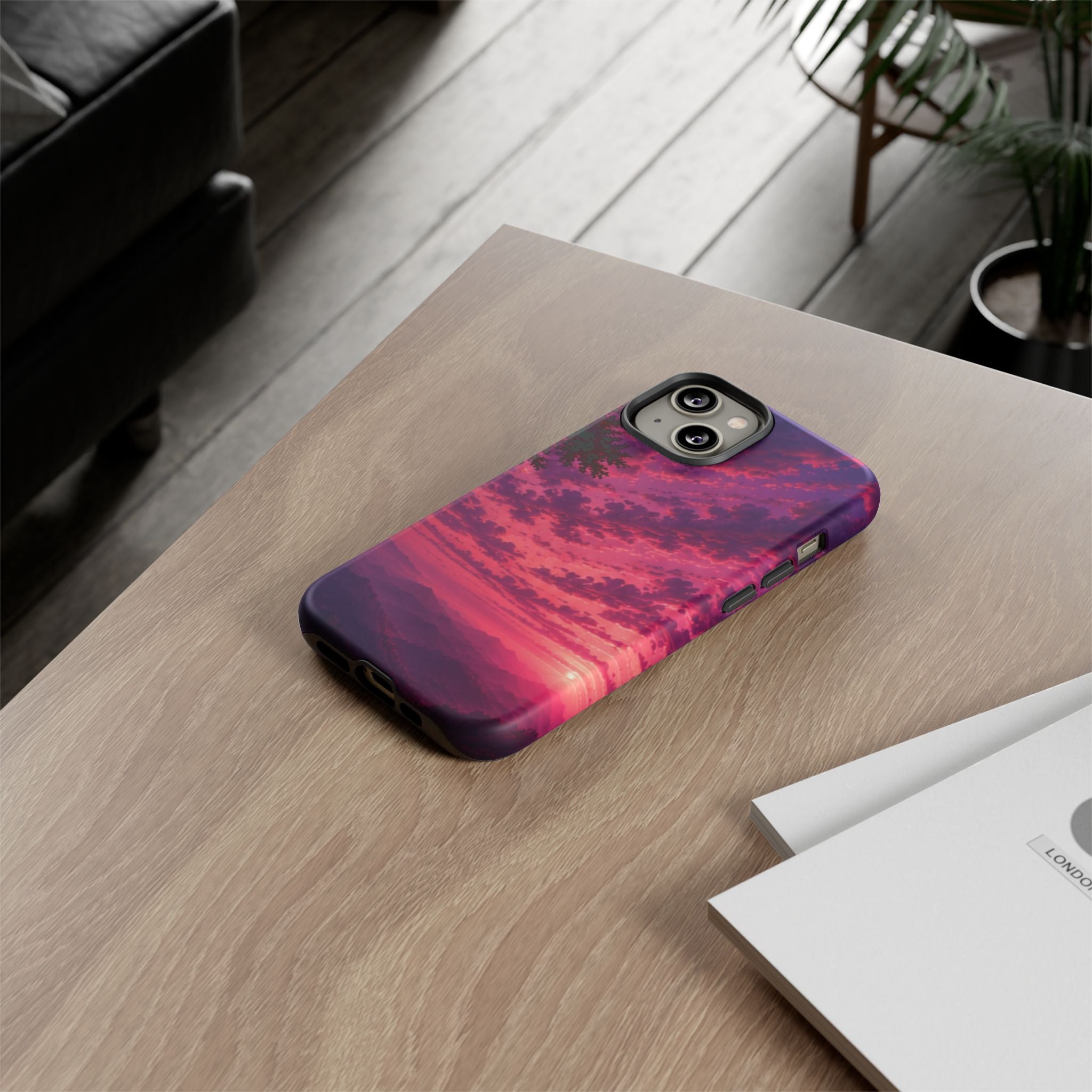 Sunset Mountain Phone Case — Purple Pink Scenic Tough Case