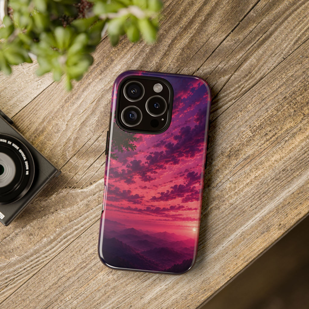 Sunset Mountain Phone Case — Purple Pink Scenic Tough Case
