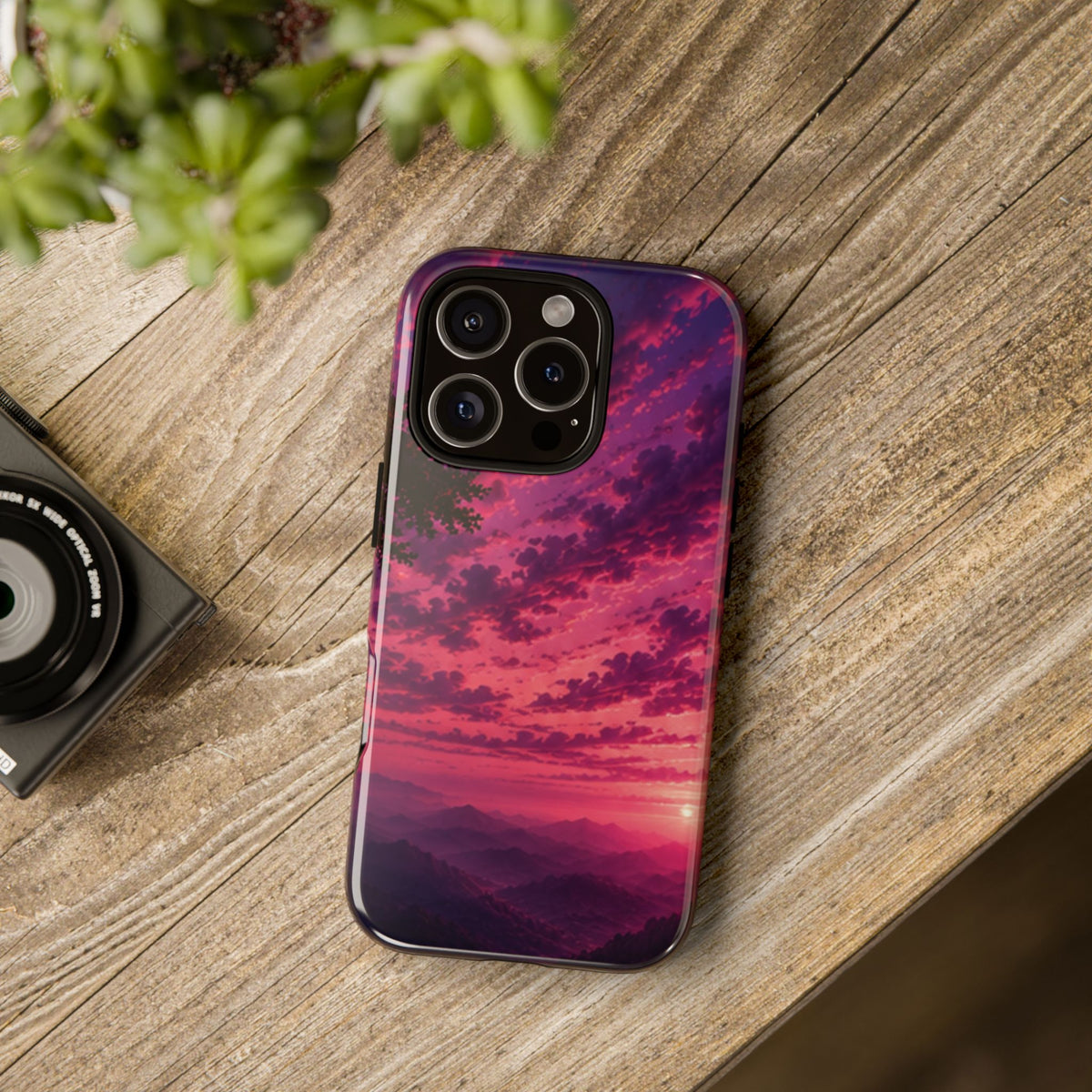 Sunset Mountain Phone Case — Purple Pink Scenic Tough Case