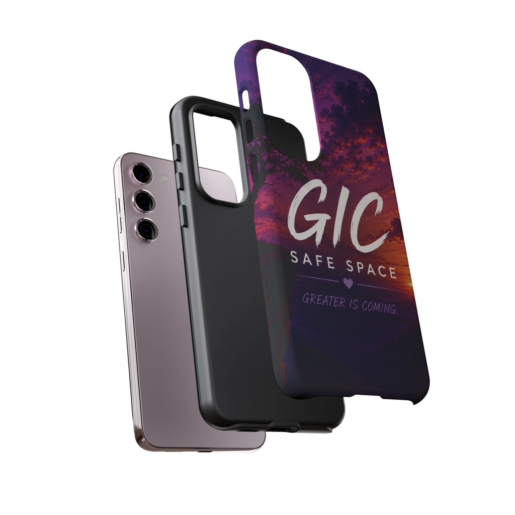 GIC Safe Space Tough Phone Case — "Greater Is Coming" Sunset Design