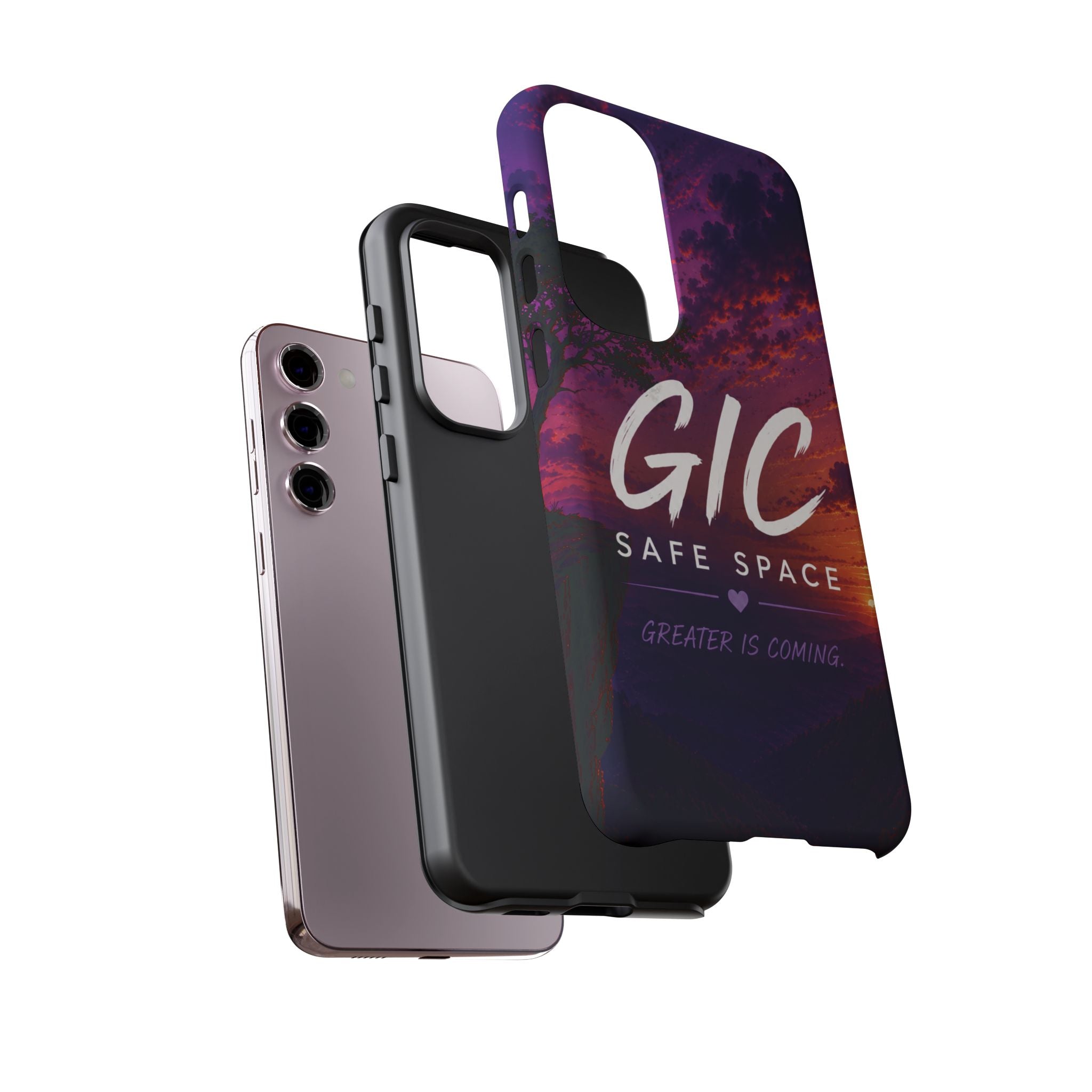 GIC Safe Space Tough Phone Case — "Greater Is Coming" Sunset Design