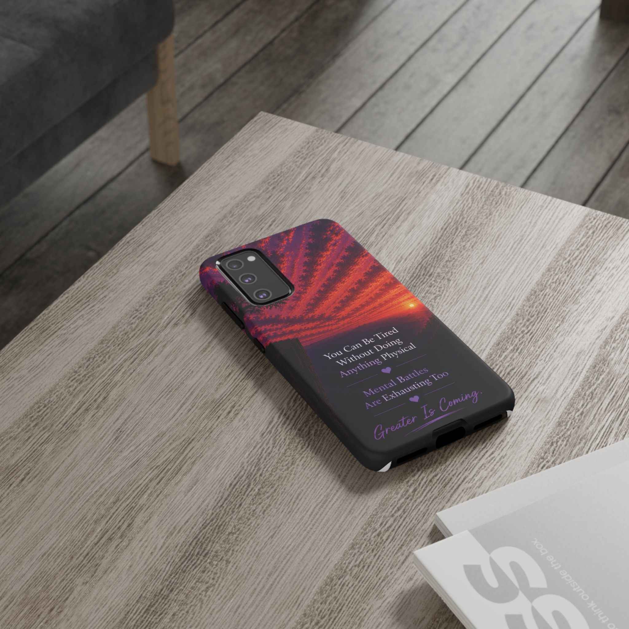 Phone Case — "Greater Is Coming" Inspirational Sunset Design