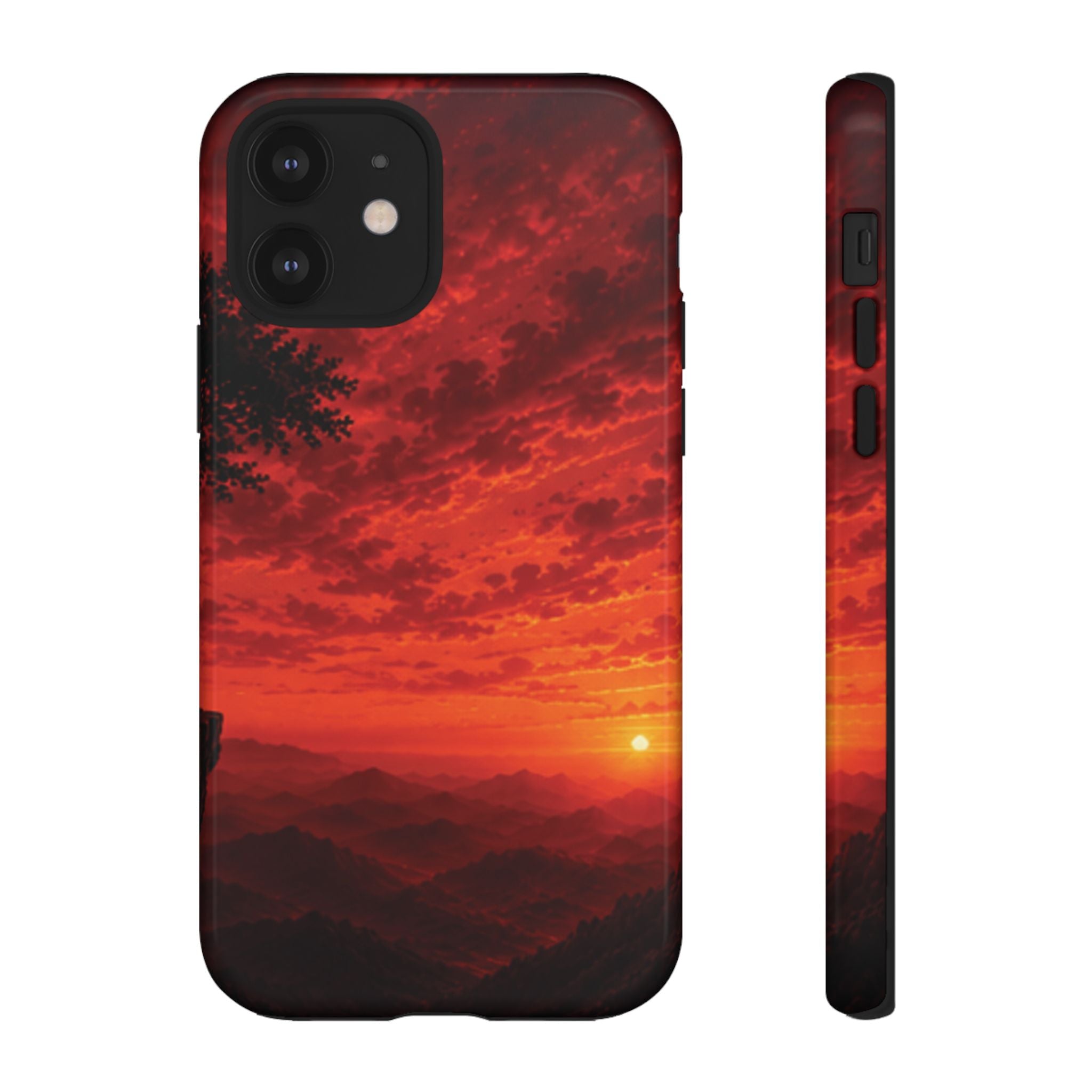 Sunset Mountain Tough Phone Case — Red Horizon Landscape Protective Case