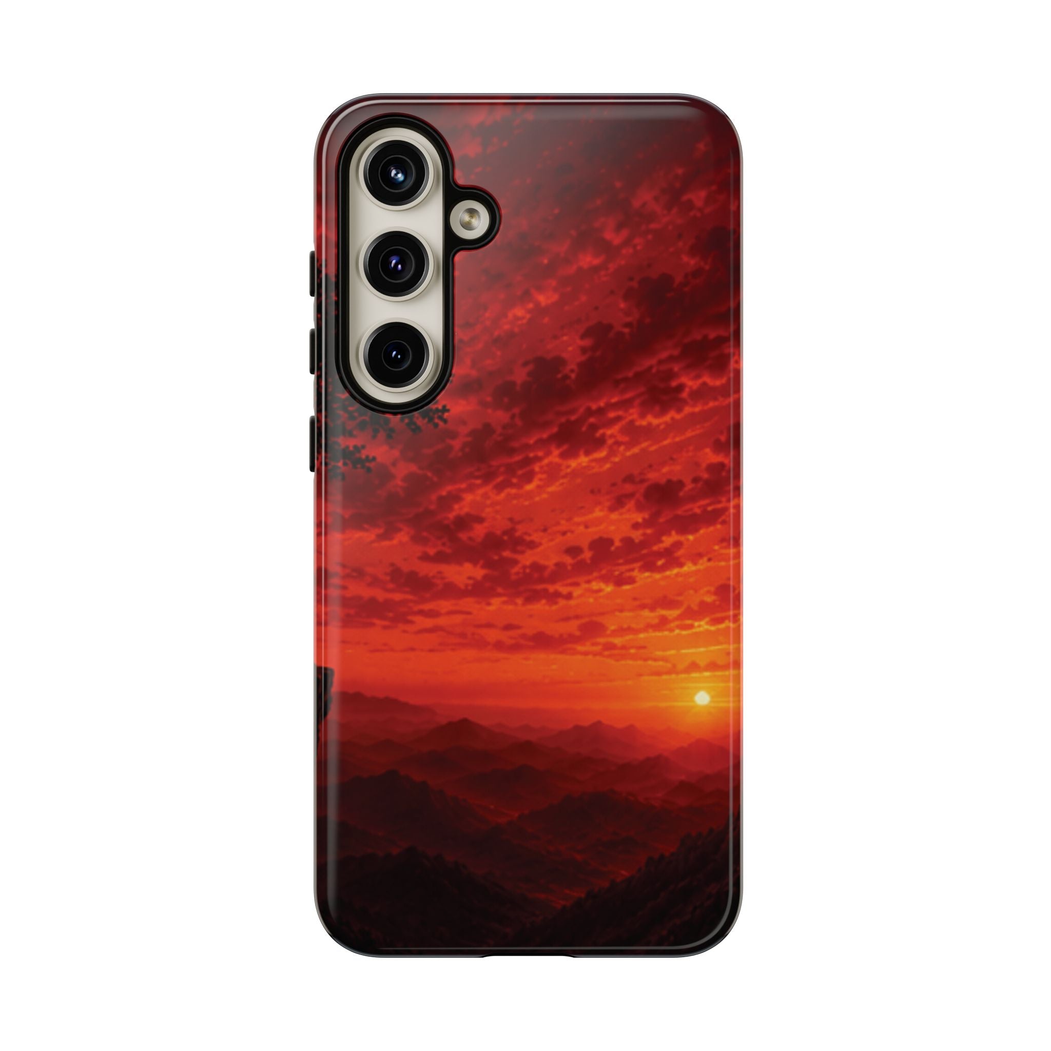 Sunset Mountain Tough Phone Case — Red Horizon Landscape Protective Case