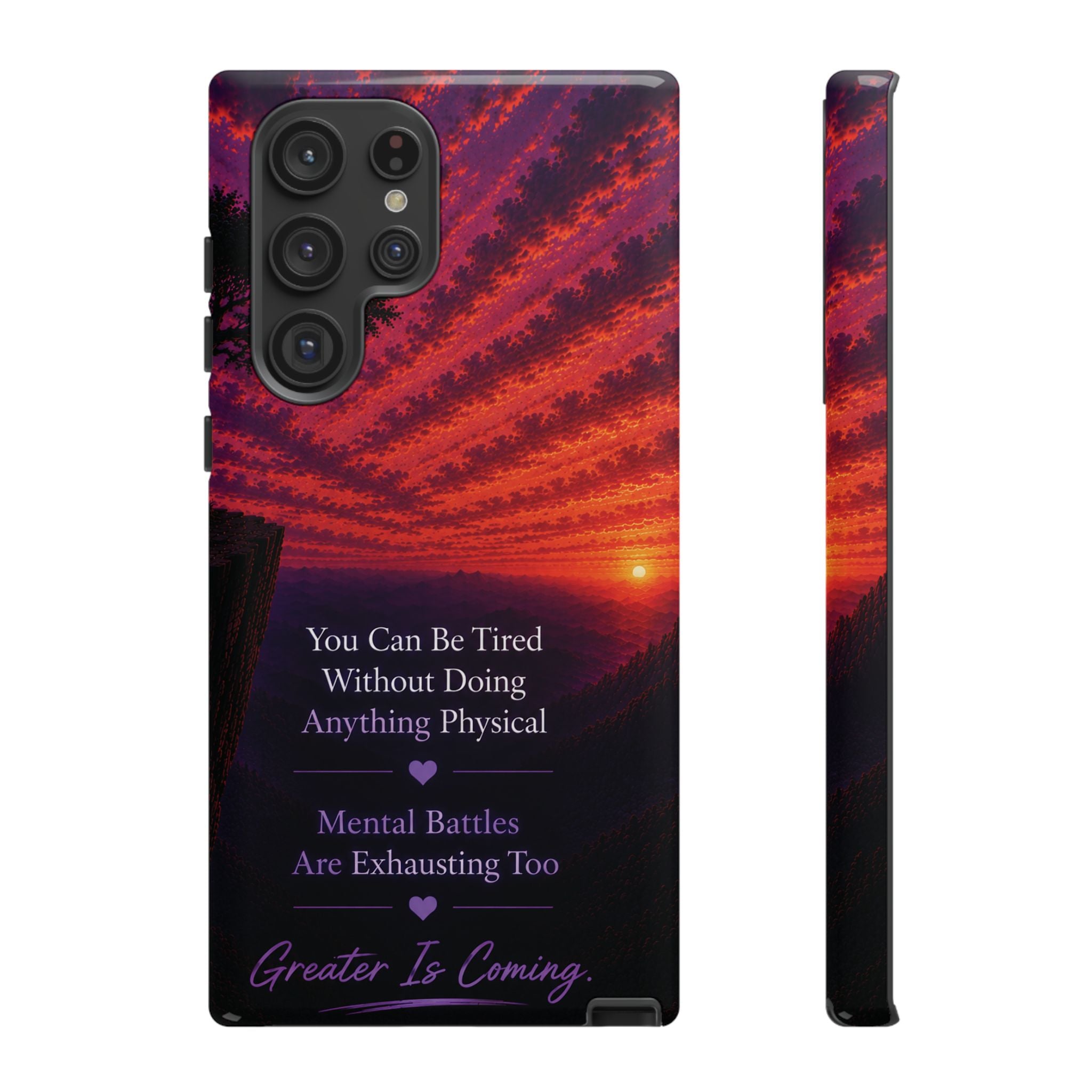 Phone Case — "Greater Is Coming" Inspirational Sunset Design