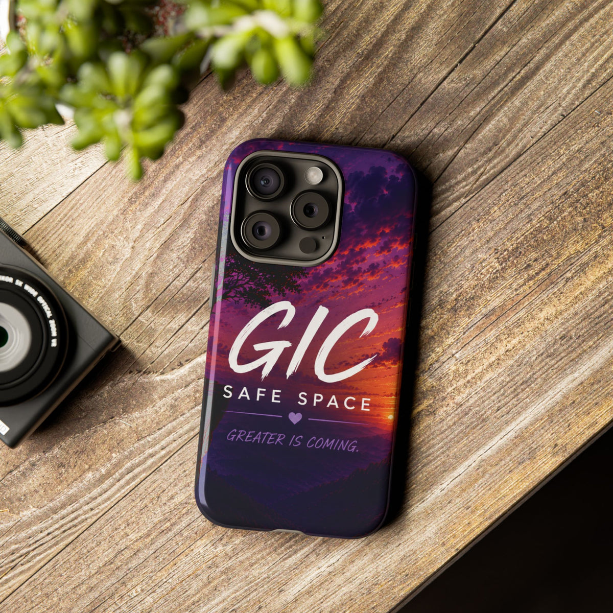 GIC Safe Space Tough Phone Case — "Greater Is Coming" Sunset Design