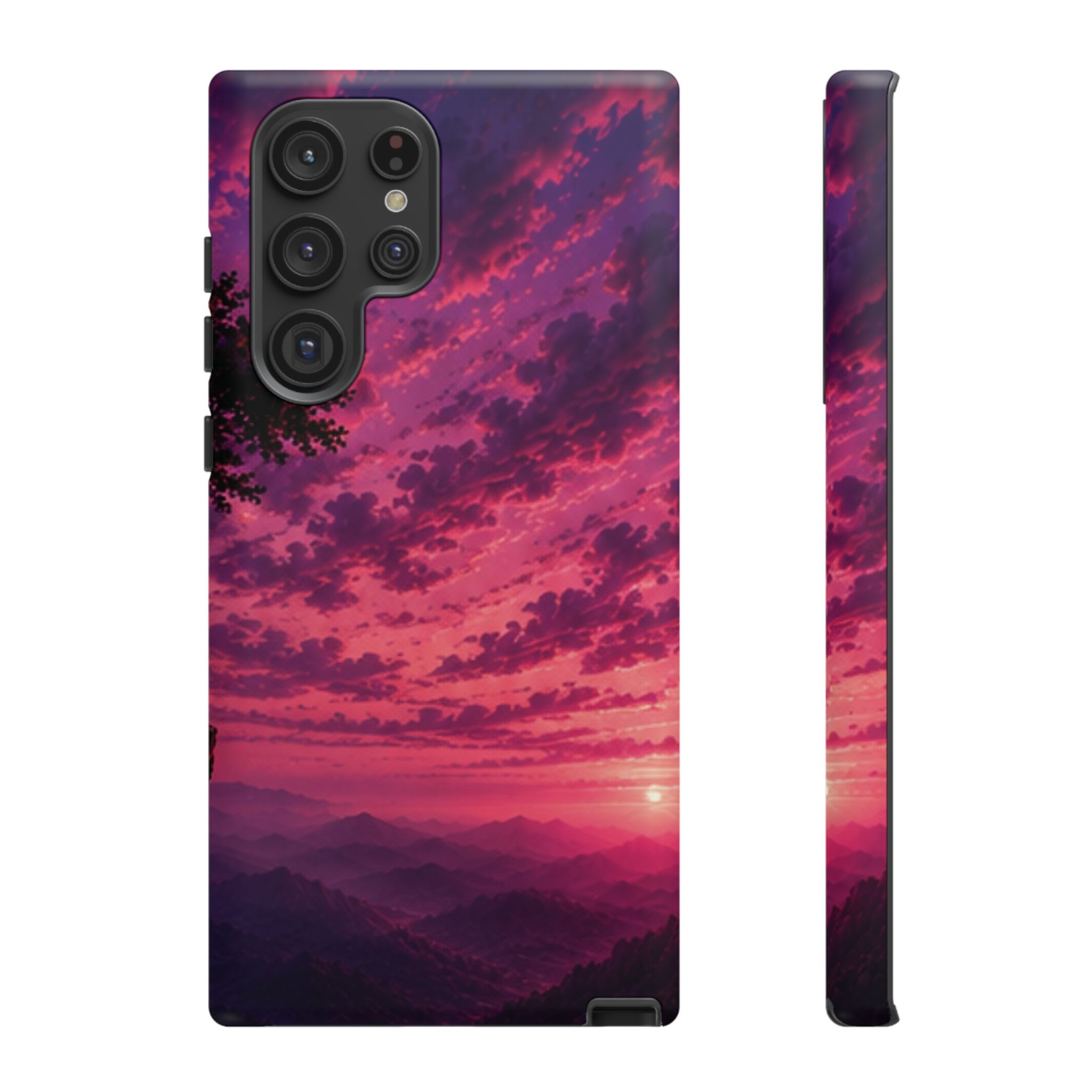 Sunset Mountain Phone Case — Purple Pink Scenic Tough Case