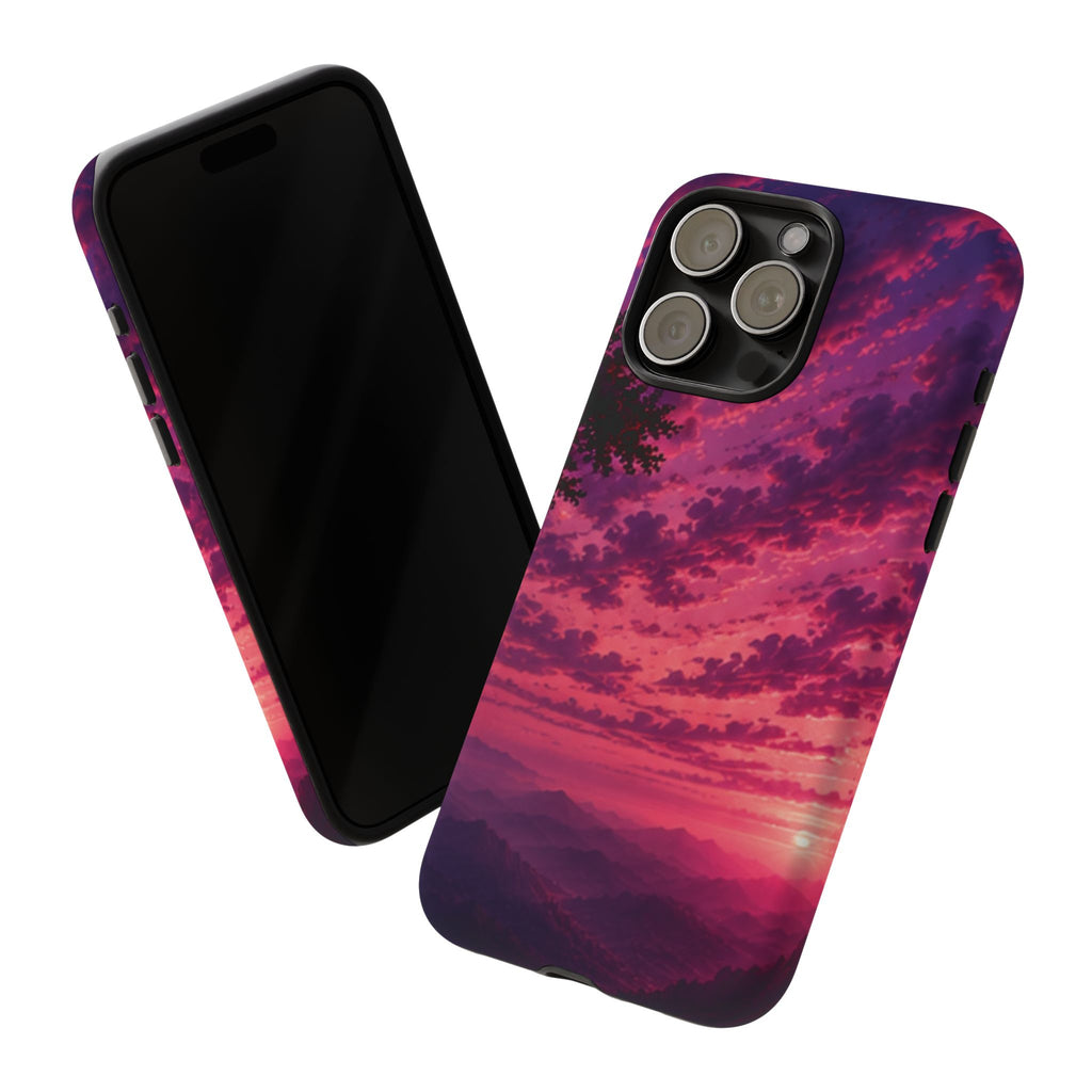 Sunset Mountain Phone Case — Purple Pink Scenic Tough Case
