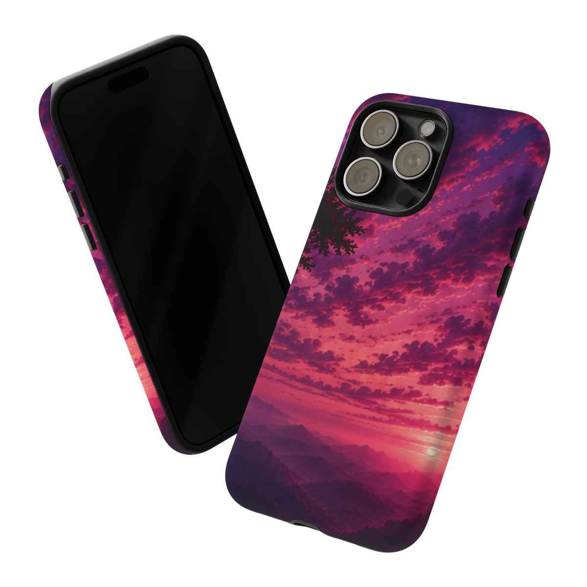 Sunset Mountain Phone Case — Purple Pink Scenic Tough Case
