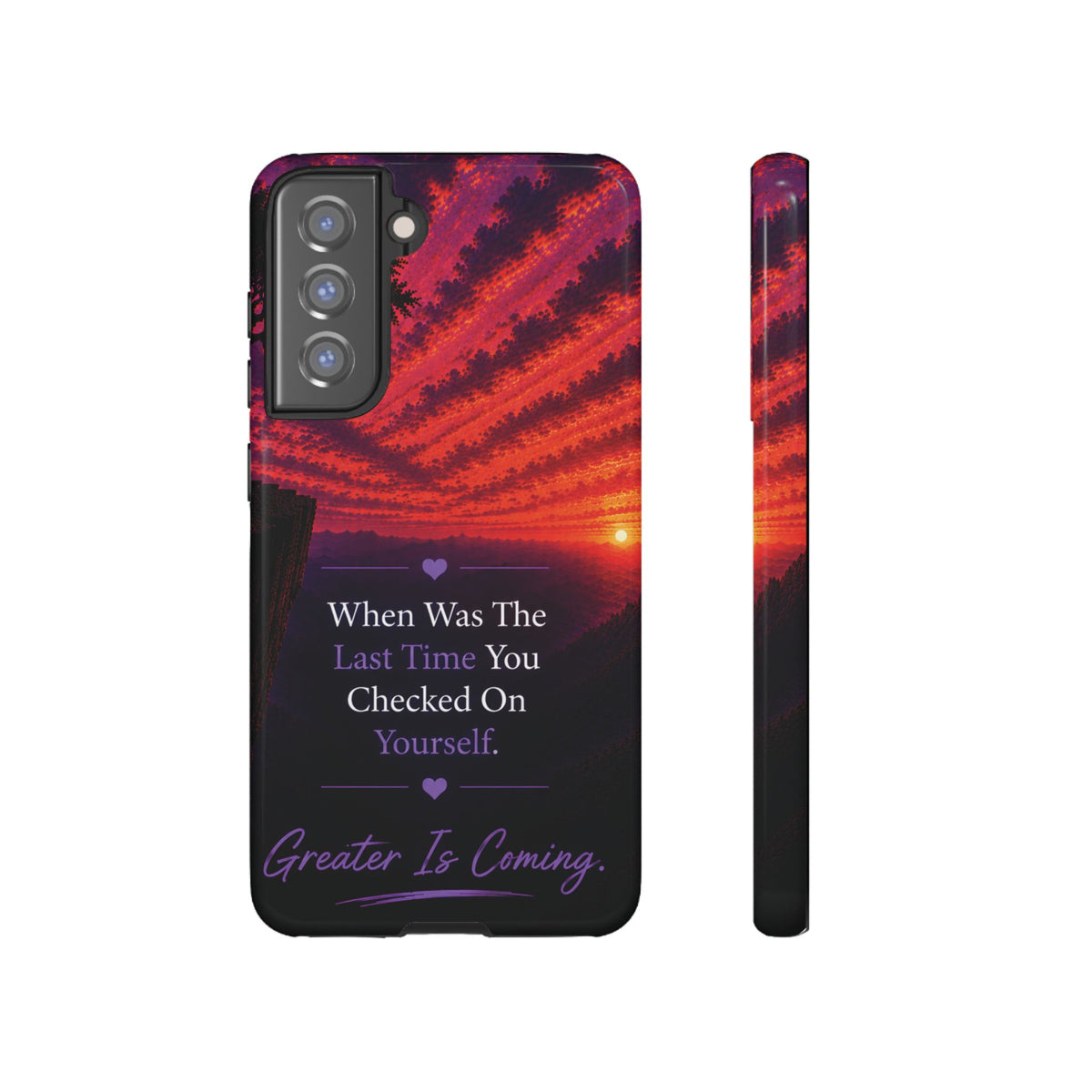 Inspirational Phone Case - "When Was The Last Time You Checked On Yourself?" Sunset Self-Care Quote
