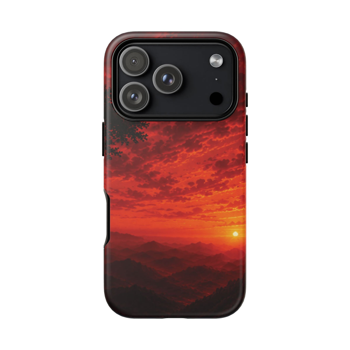 Sunset Mountain Tough Phone Case — Red Horizon Landscape Protective Case