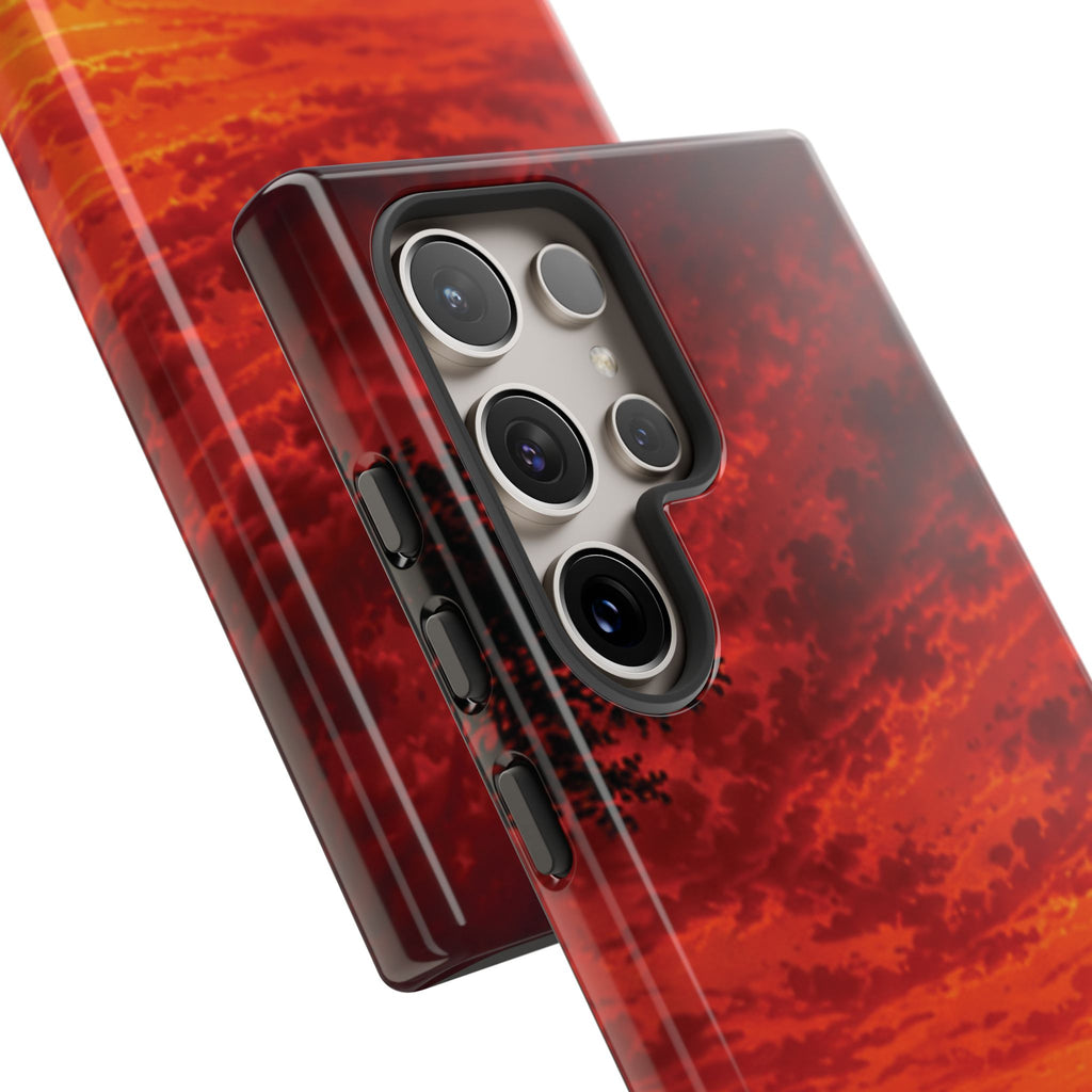 Sunset Mountain Tough Phone Case — Red Horizon Landscape Protective Case