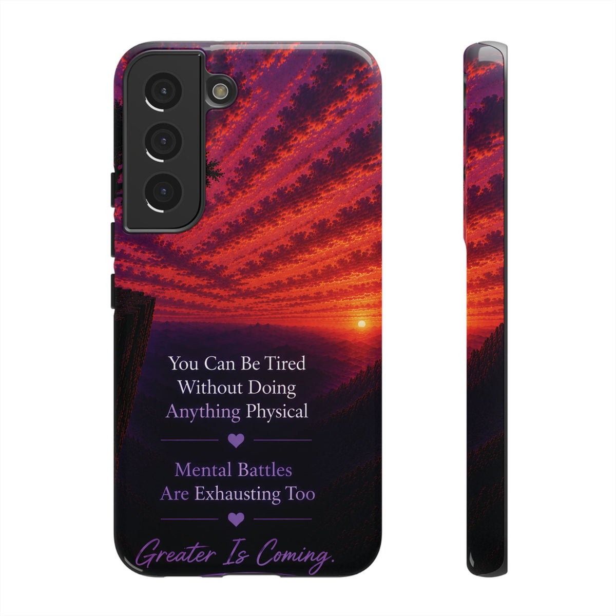 Phone Case — "Greater Is Coming" Inspirational Sunset Design