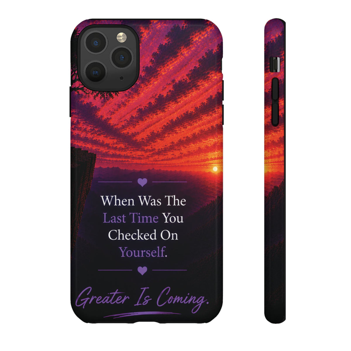 Inspirational Phone Case - "When Was The Last Time You Checked On Yourself?" Sunset Self-Care Quote