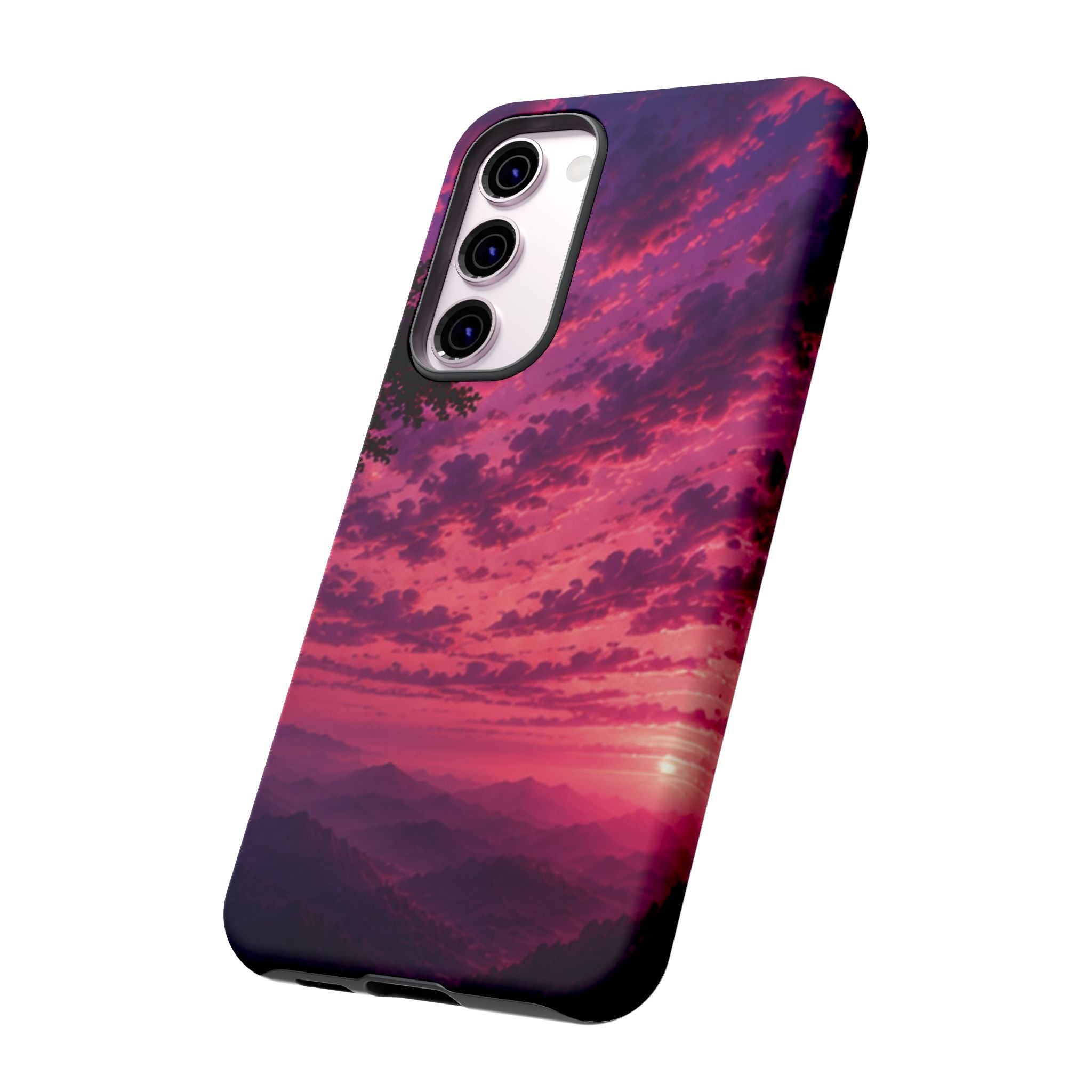 Sunset Mountain Phone Case — Purple Pink Scenic Tough Case