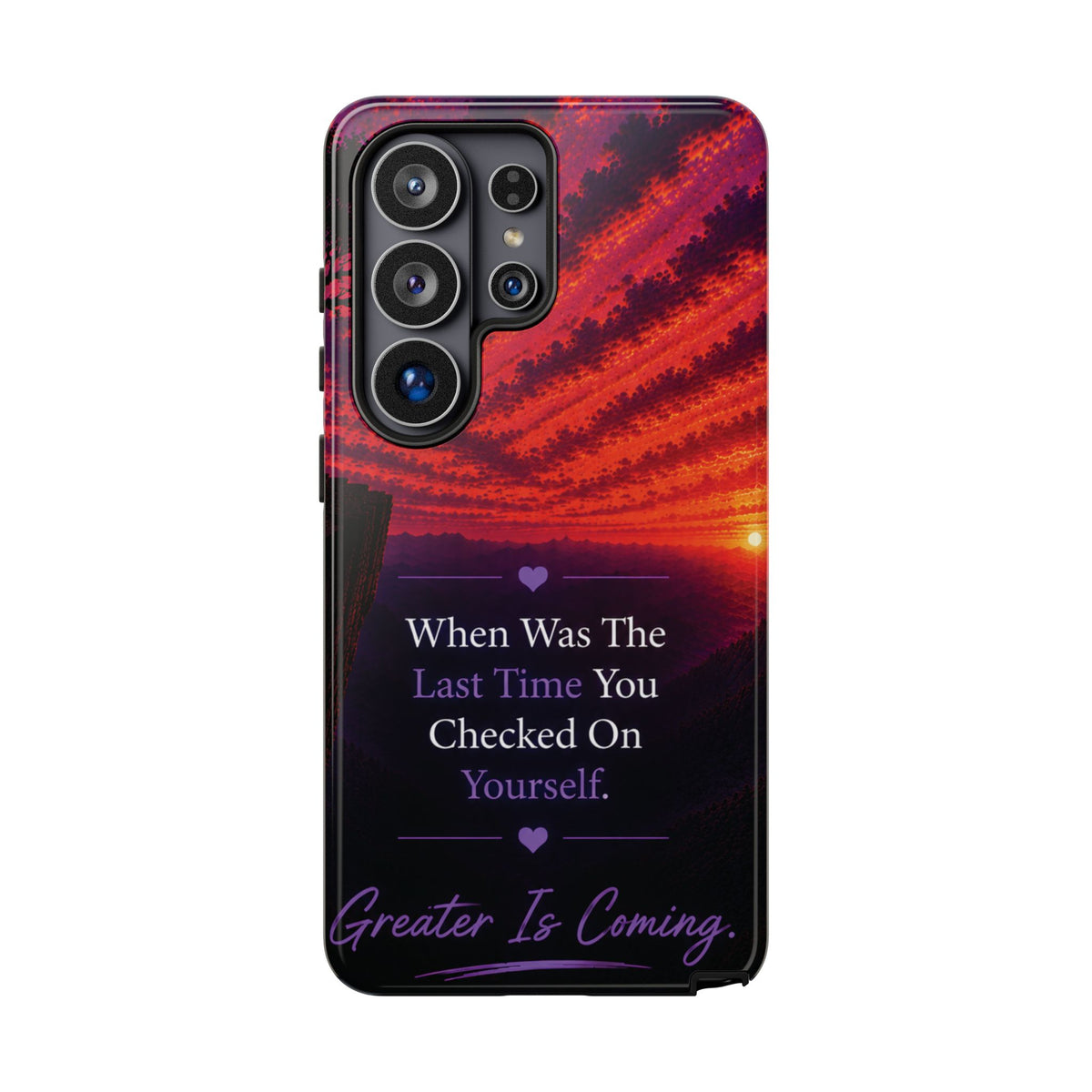 Inspirational Phone Case - "When Was The Last Time You Checked On Yourself?" Sunset Self-Care Quote