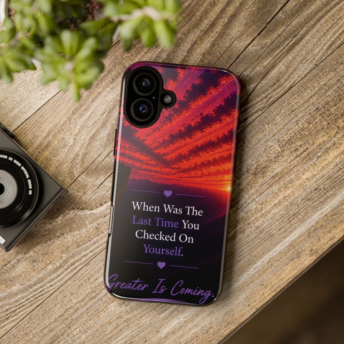 Inspirational Phone Case - "When Was The Last Time You Checked On Yourself?" Sunset Self-Care Quote