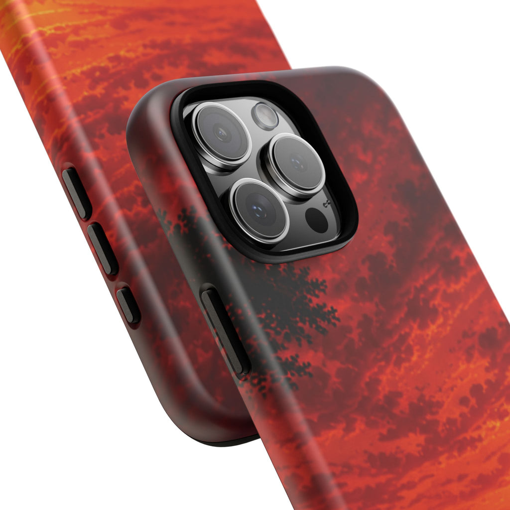 Sunset Mountain Tough Phone Case — Red Horizon Landscape Protective Case