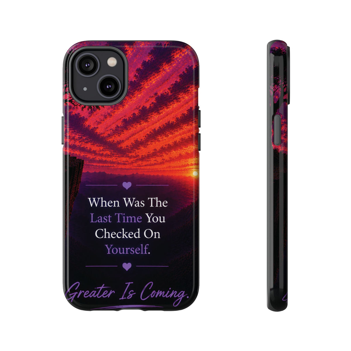 Inspirational Phone Case - "When Was The Last Time You Checked On Yourself?" Sunset Self-Care Quote