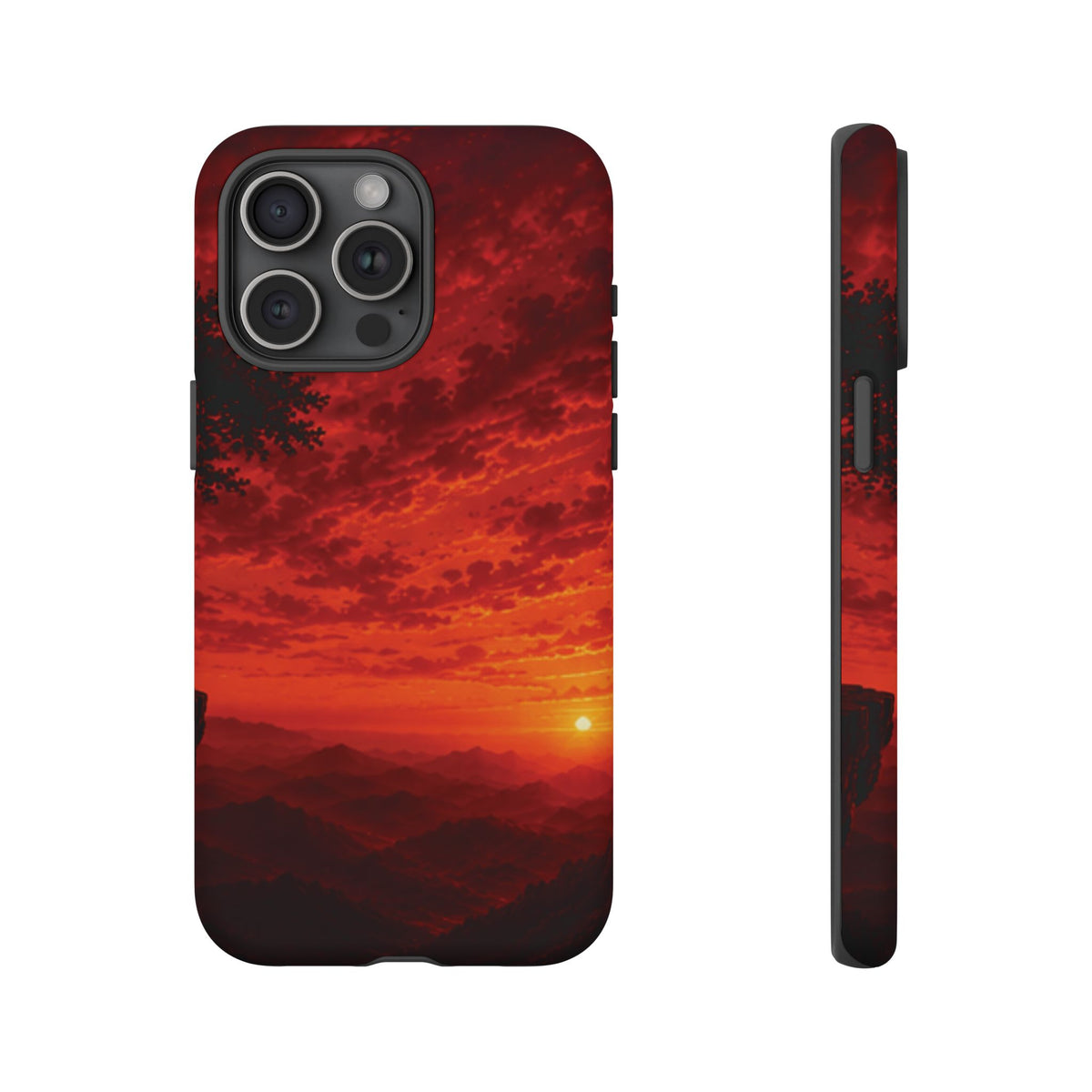 Sunset Mountain Tough Phone Case — Red Horizon Landscape Protective Case