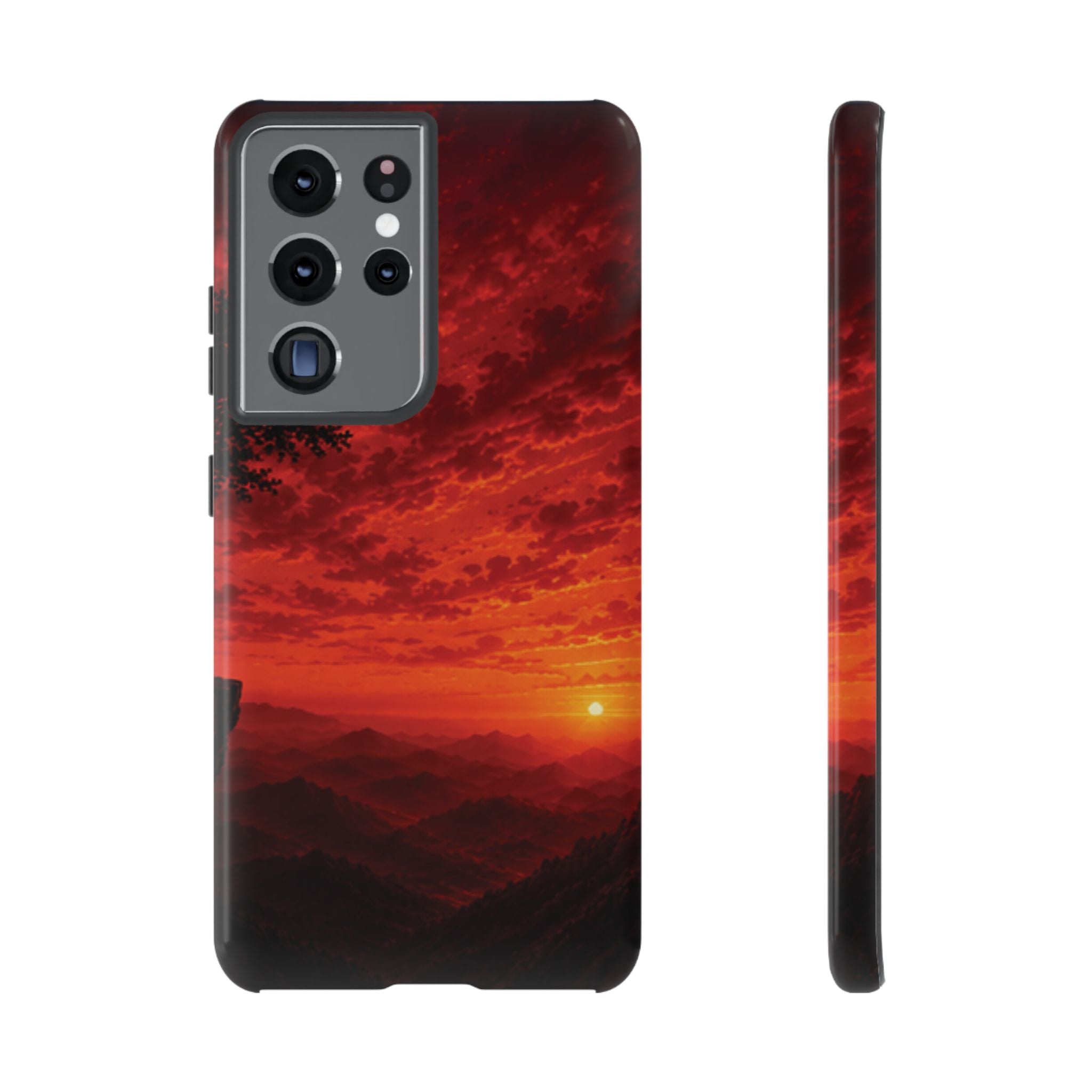 Sunset Mountain Tough Phone Case — Red Horizon Landscape Protective Case