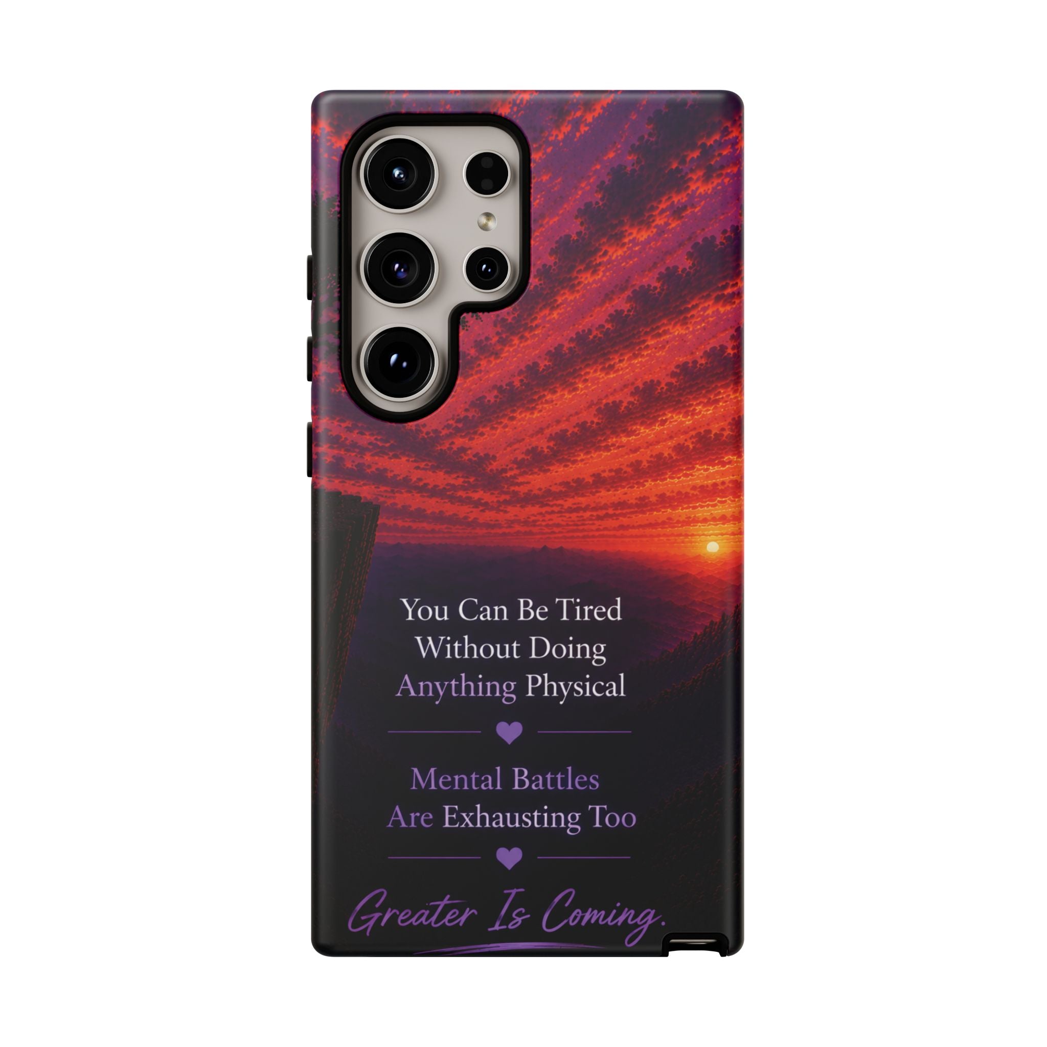Phone Case — "Greater Is Coming" Inspirational Sunset Design