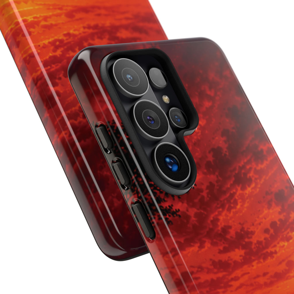 Sunset Mountain Tough Phone Case — Red Horizon Landscape Protective Case