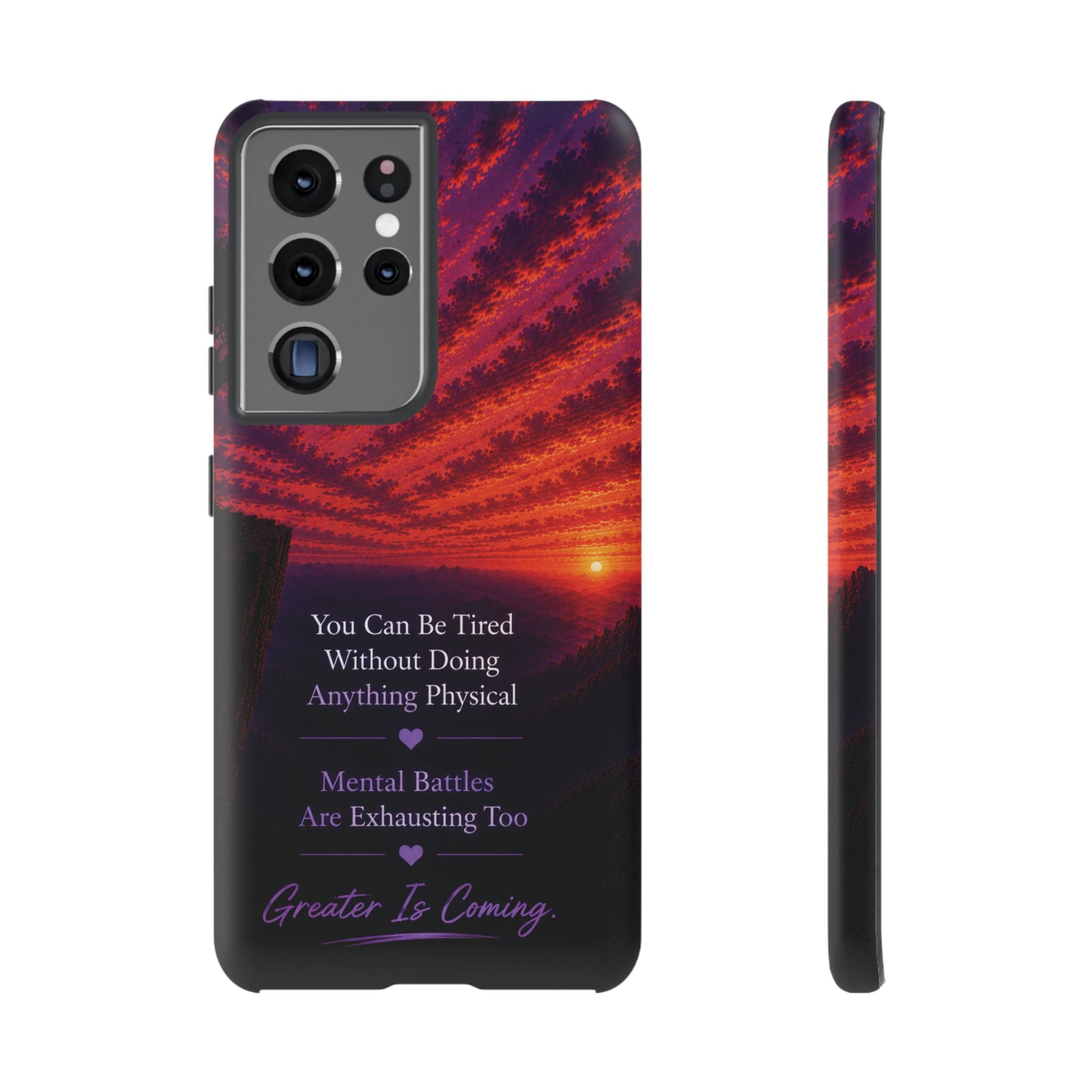 Phone Case — "Greater Is Coming" Inspirational Sunset Design