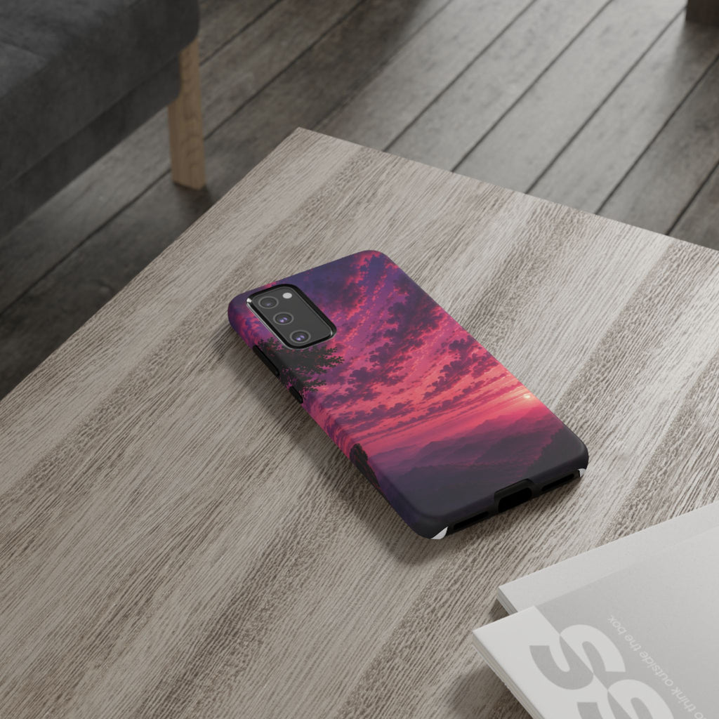 Sunset Mountain Phone Case — Purple Pink Scenic Tough Case