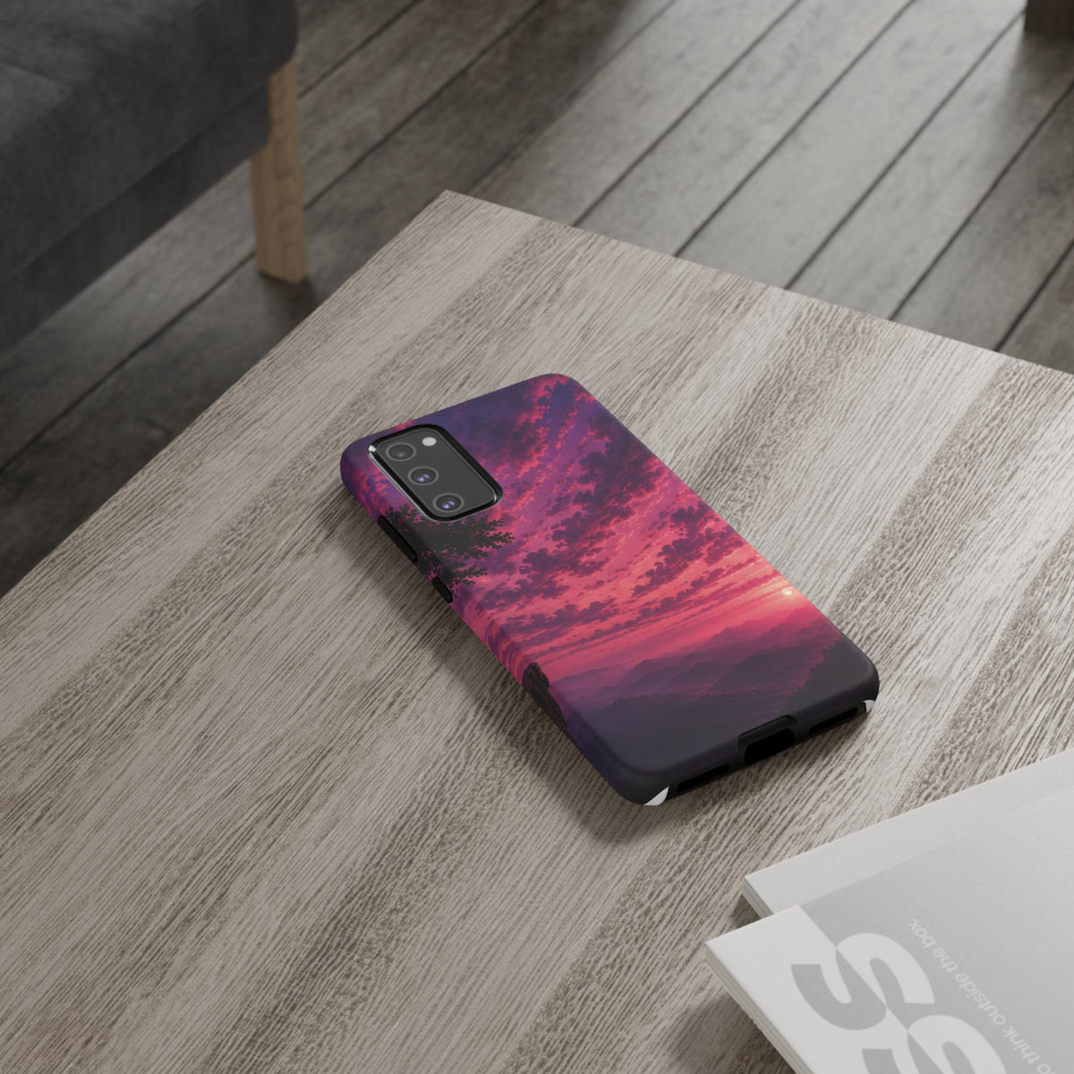 Sunset Mountain Phone Case — Purple Pink Scenic Tough Case
