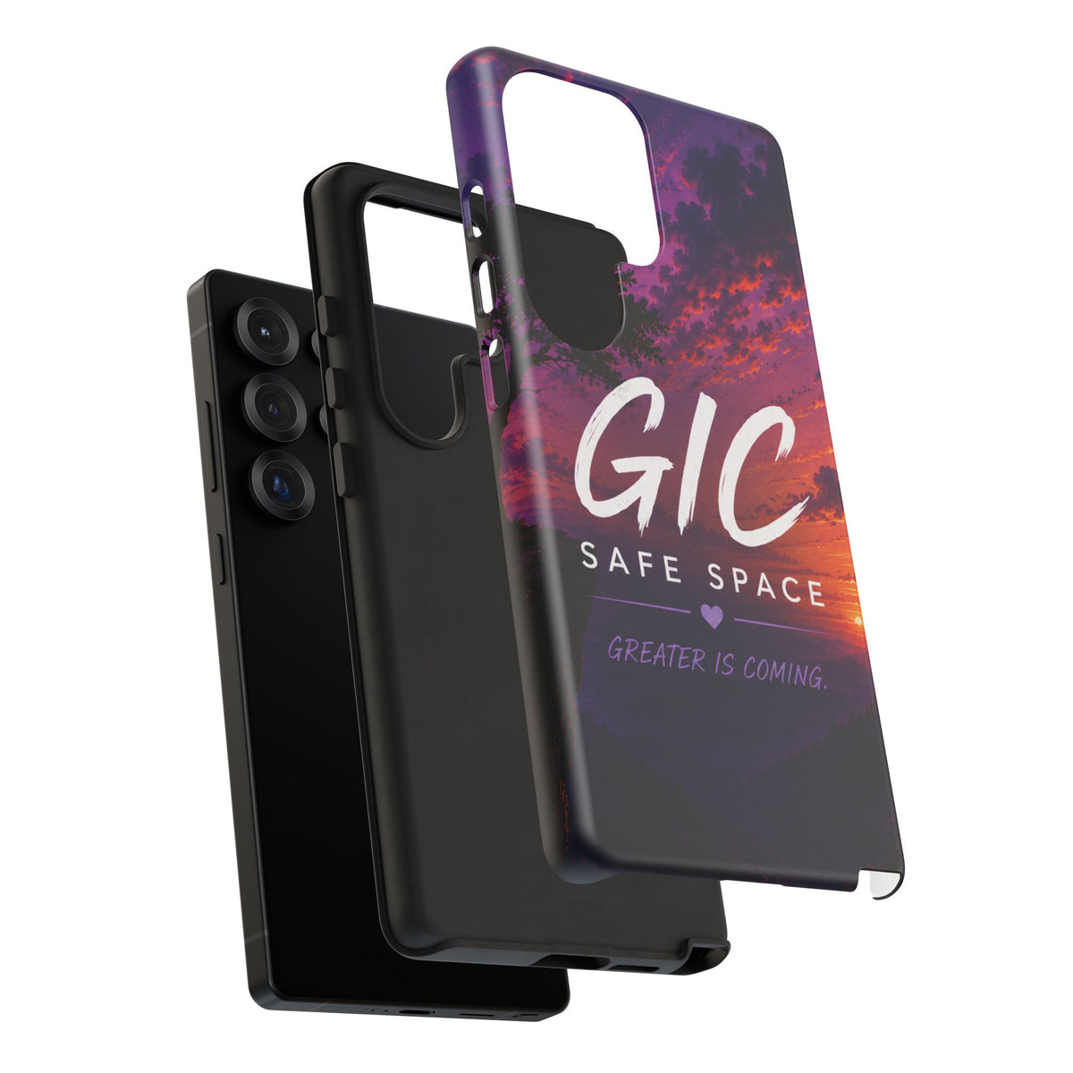 GIC Safe Space Tough Phone Case — "Greater Is Coming" Sunset Design