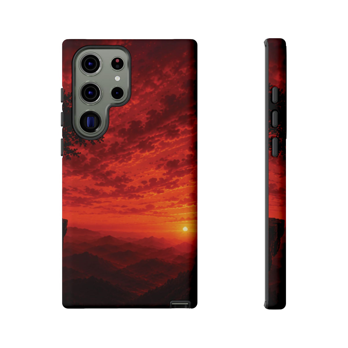 Sunset Mountain Tough Phone Case — Red Horizon Landscape Protective Case