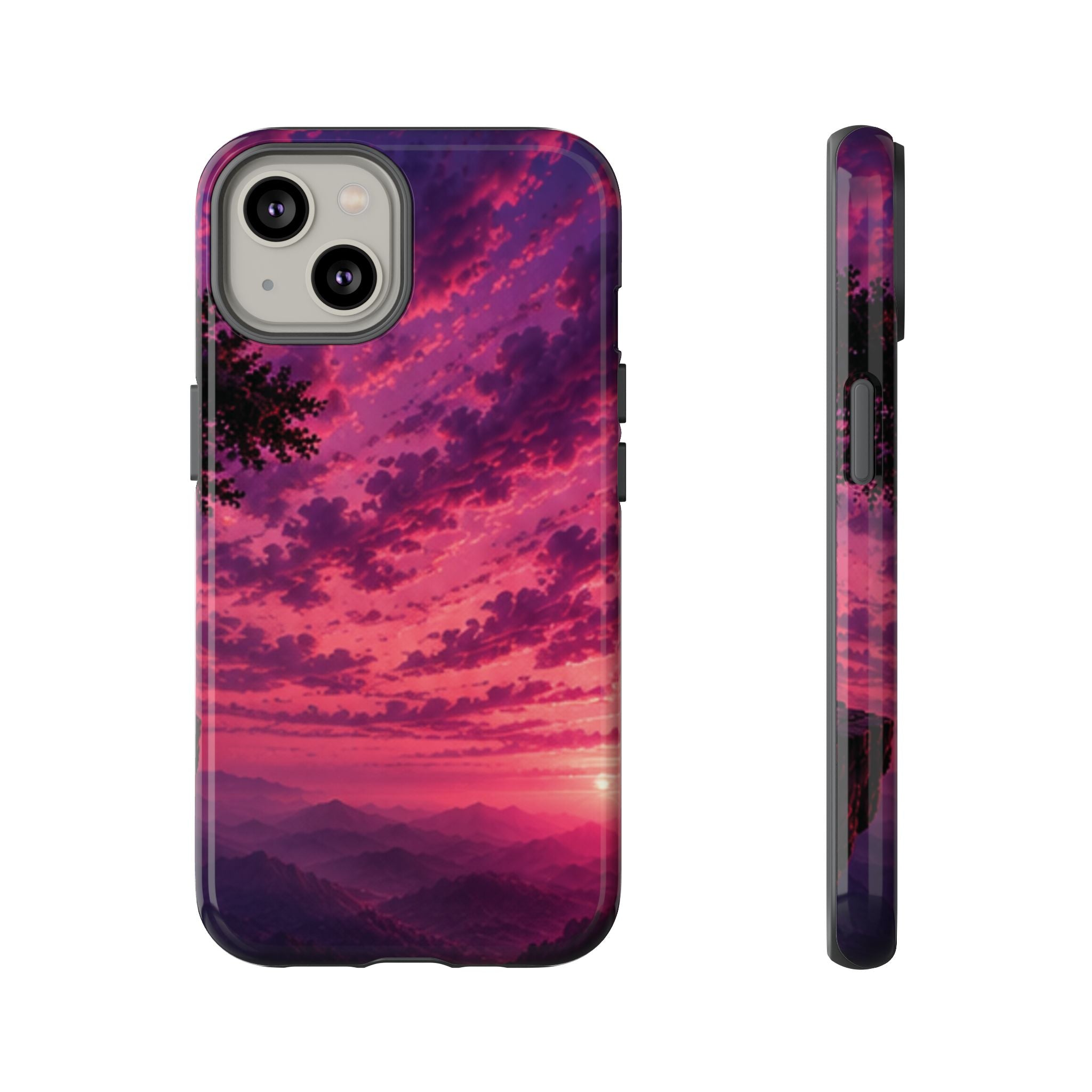 Sunset Mountain Phone Case — Purple Pink Scenic Tough Case