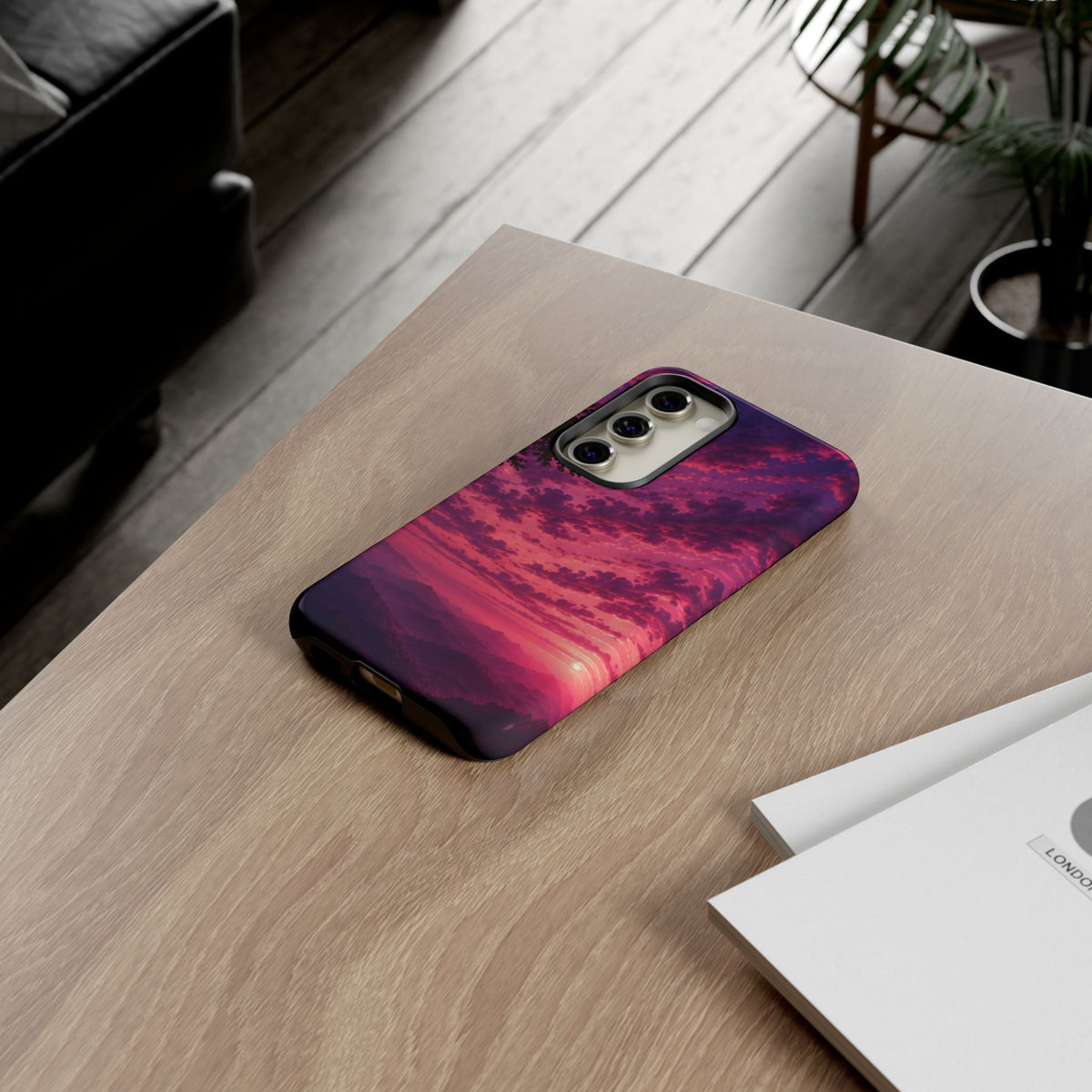 Sunset Mountain Phone Case — Purple Pink Scenic Tough Case