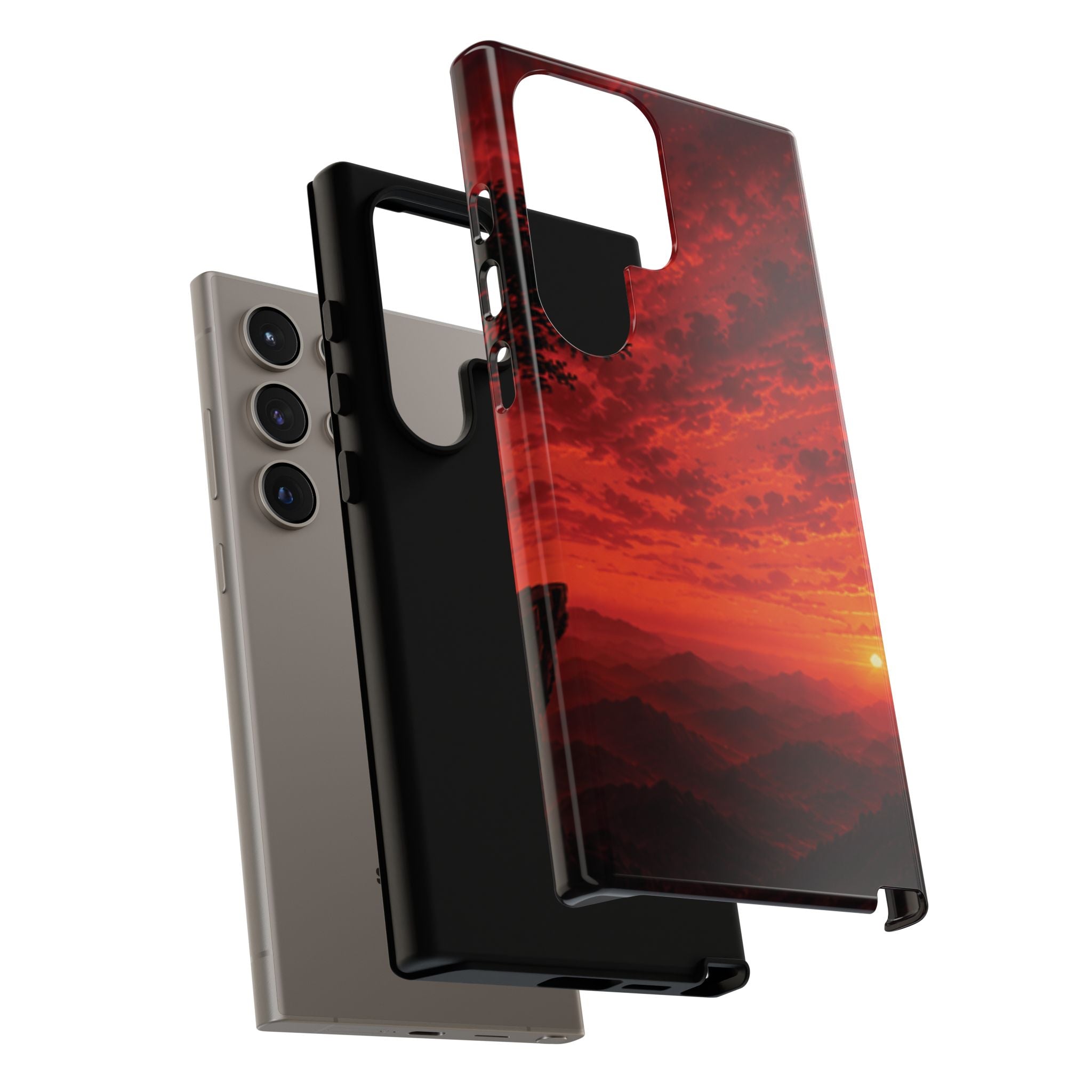 Sunset Mountain Tough Phone Case — Red Horizon Landscape Protective Case