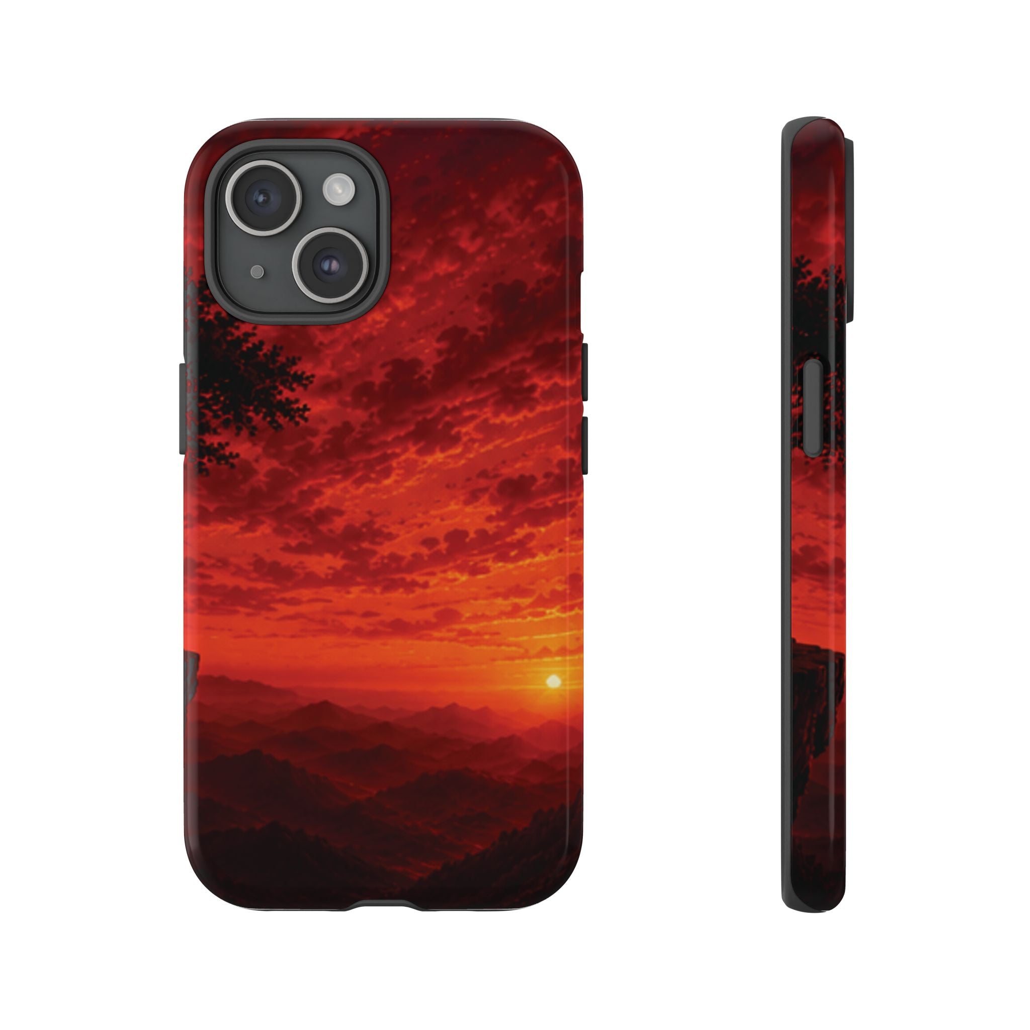 Sunset Mountain Tough Phone Case — Red Horizon Landscape Protective Case