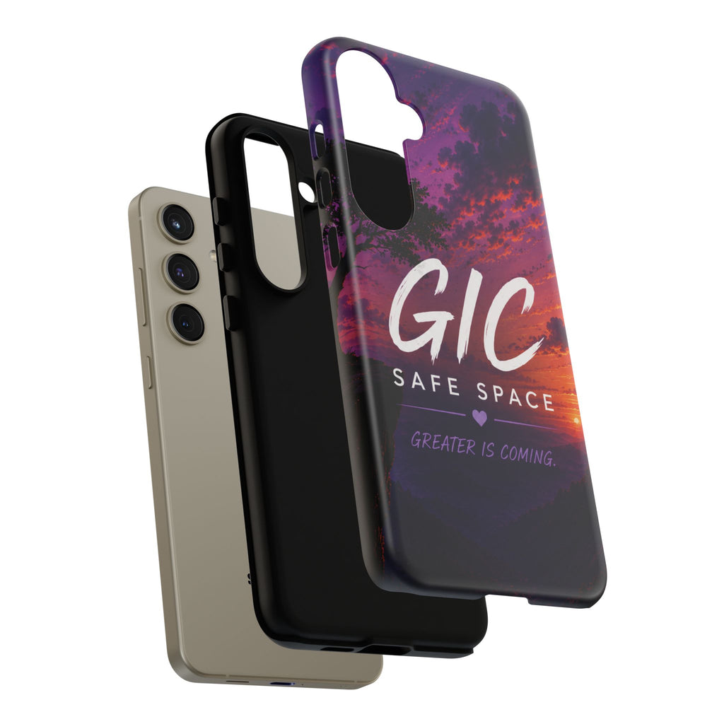 GIC Safe Space Tough Phone Case — "Greater Is Coming" Sunset Design
