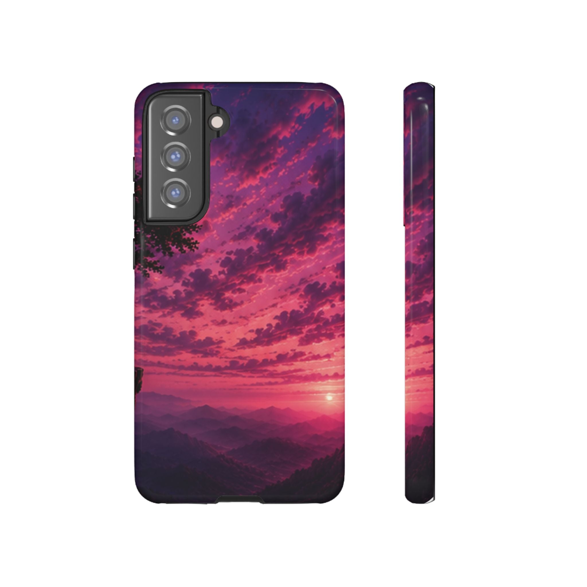 Sunset Mountain Phone Case — Purple Pink Scenic Tough Case