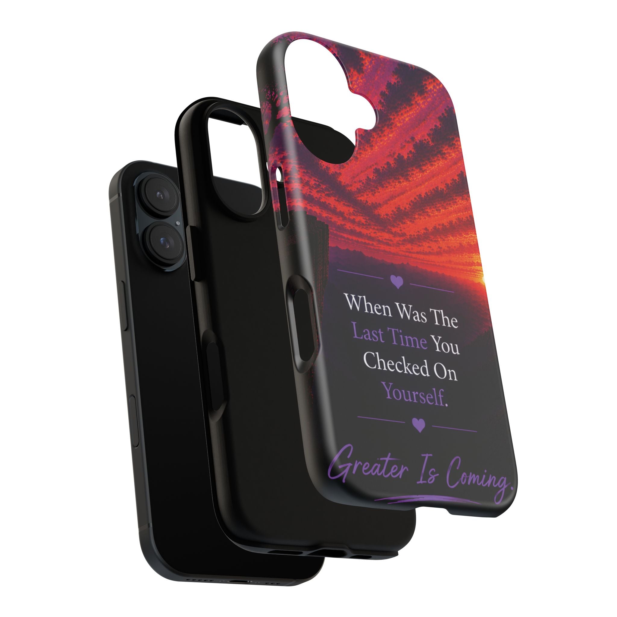 Inspirational Phone Case - "When Was The Last Time You Checked On Yourself?" Sunset Self-Care Quote